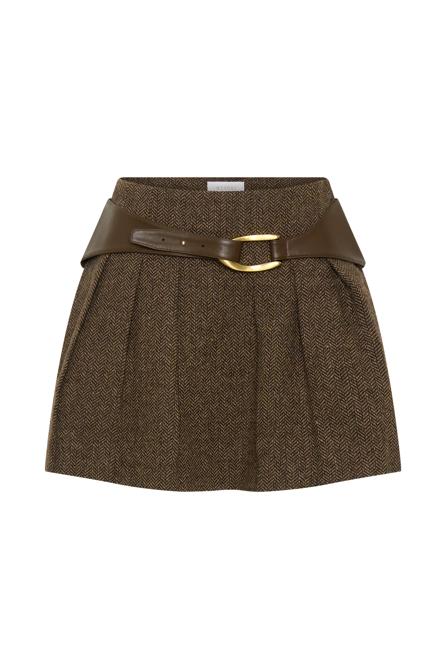 Romy Mini Skirt With Hardware - Herringbone - Image 9