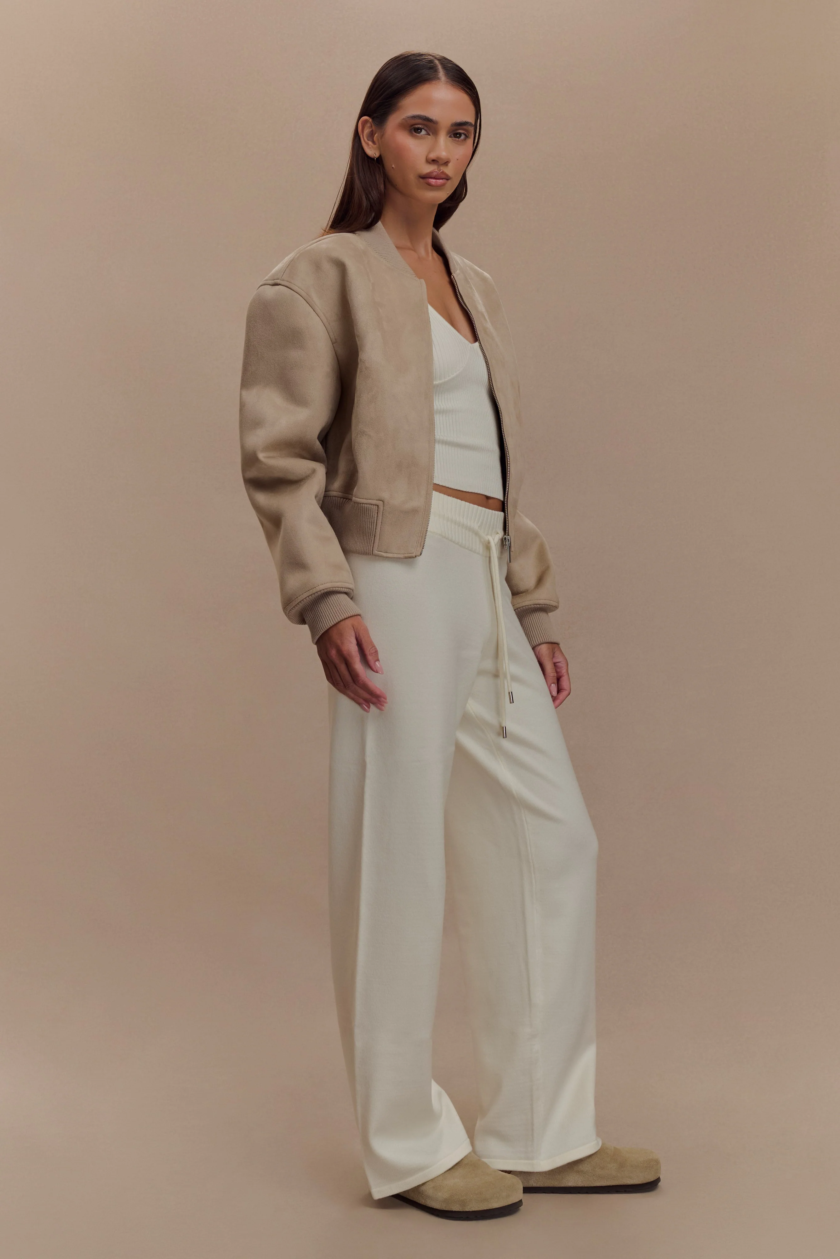 Rudy Suede Bomber Jacket - Sand - Image 5