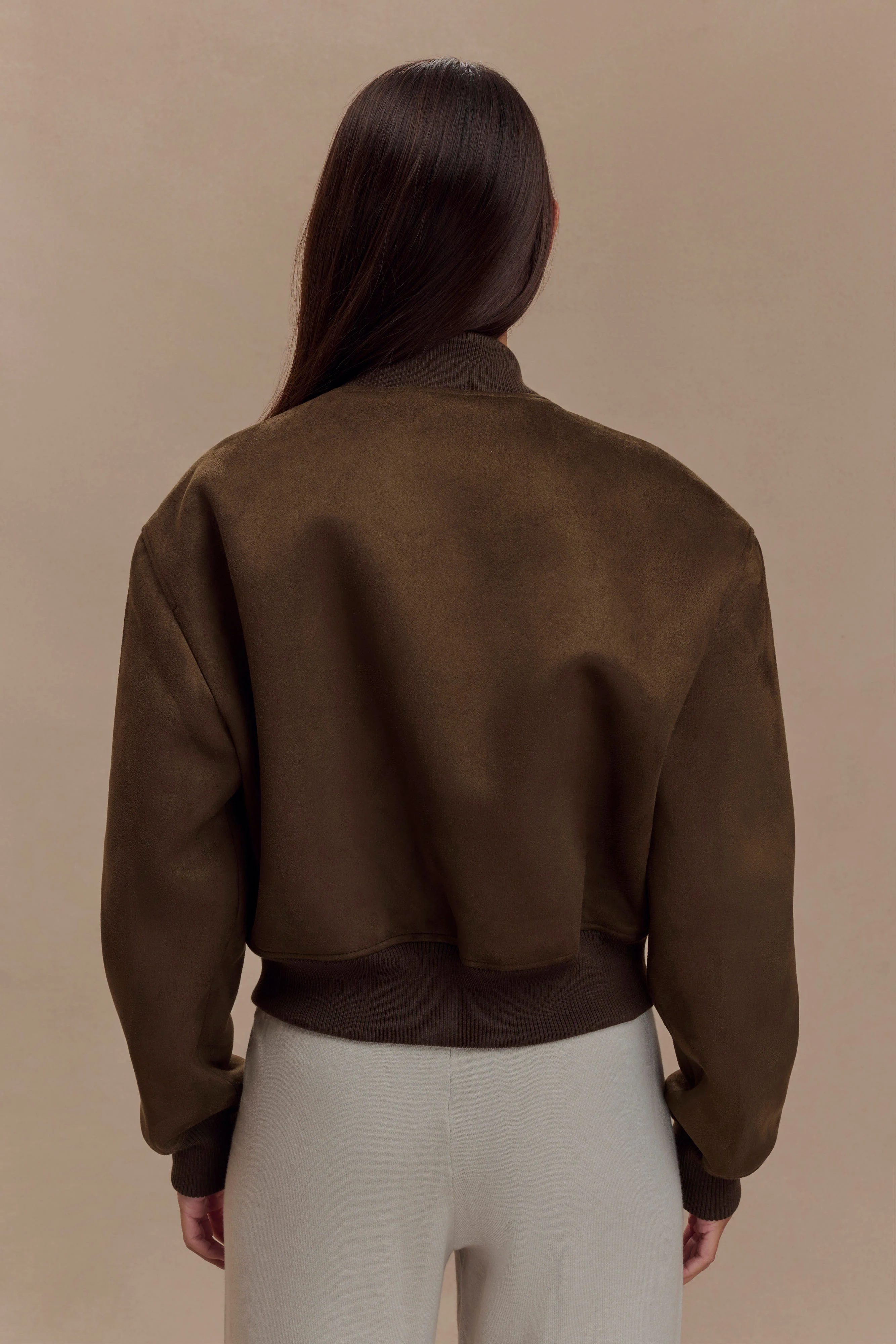 Rudy Suede Bomber Jacket - Chocolate - Image 5