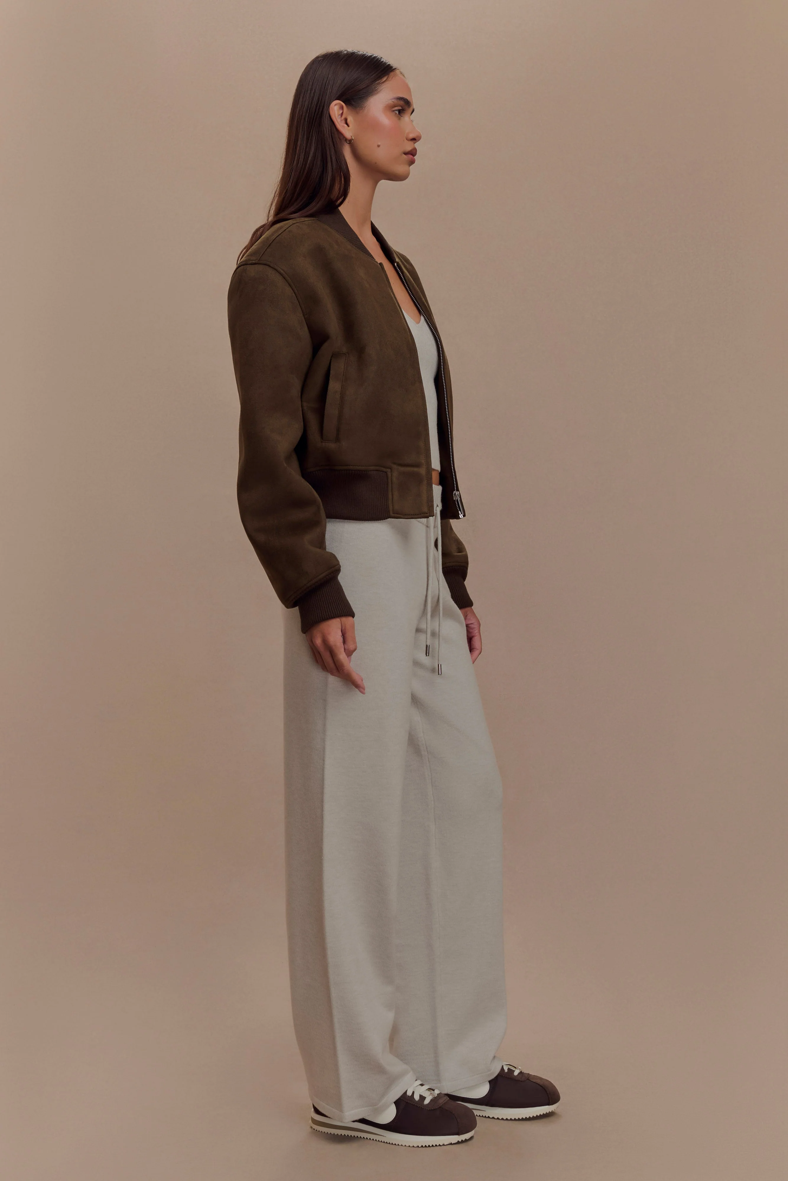 Rudy Suede Bomber Jacket - Chocolate - Image 6