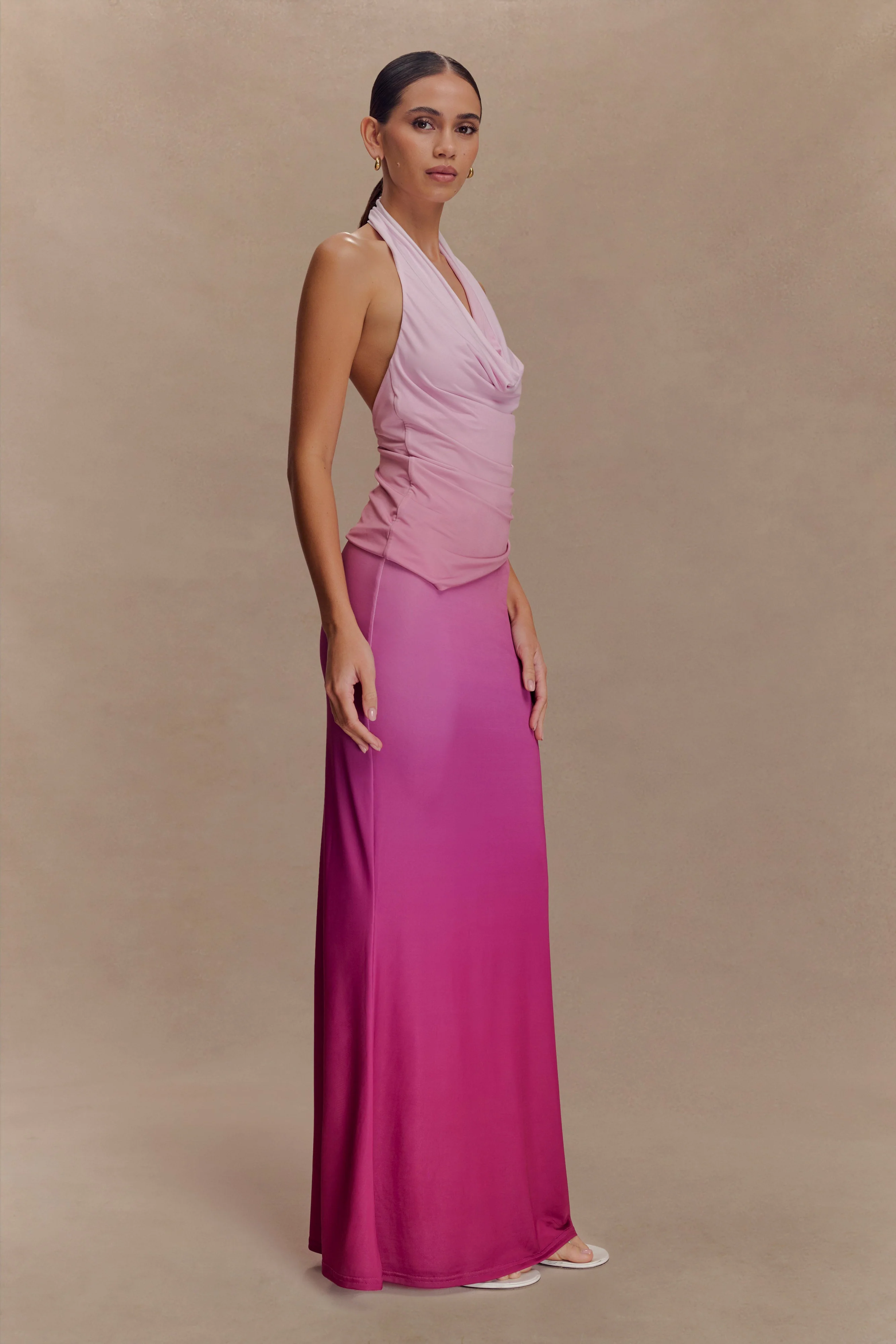 Safiya Asymmetrical Halter Top - Ombre Pink - Image 4