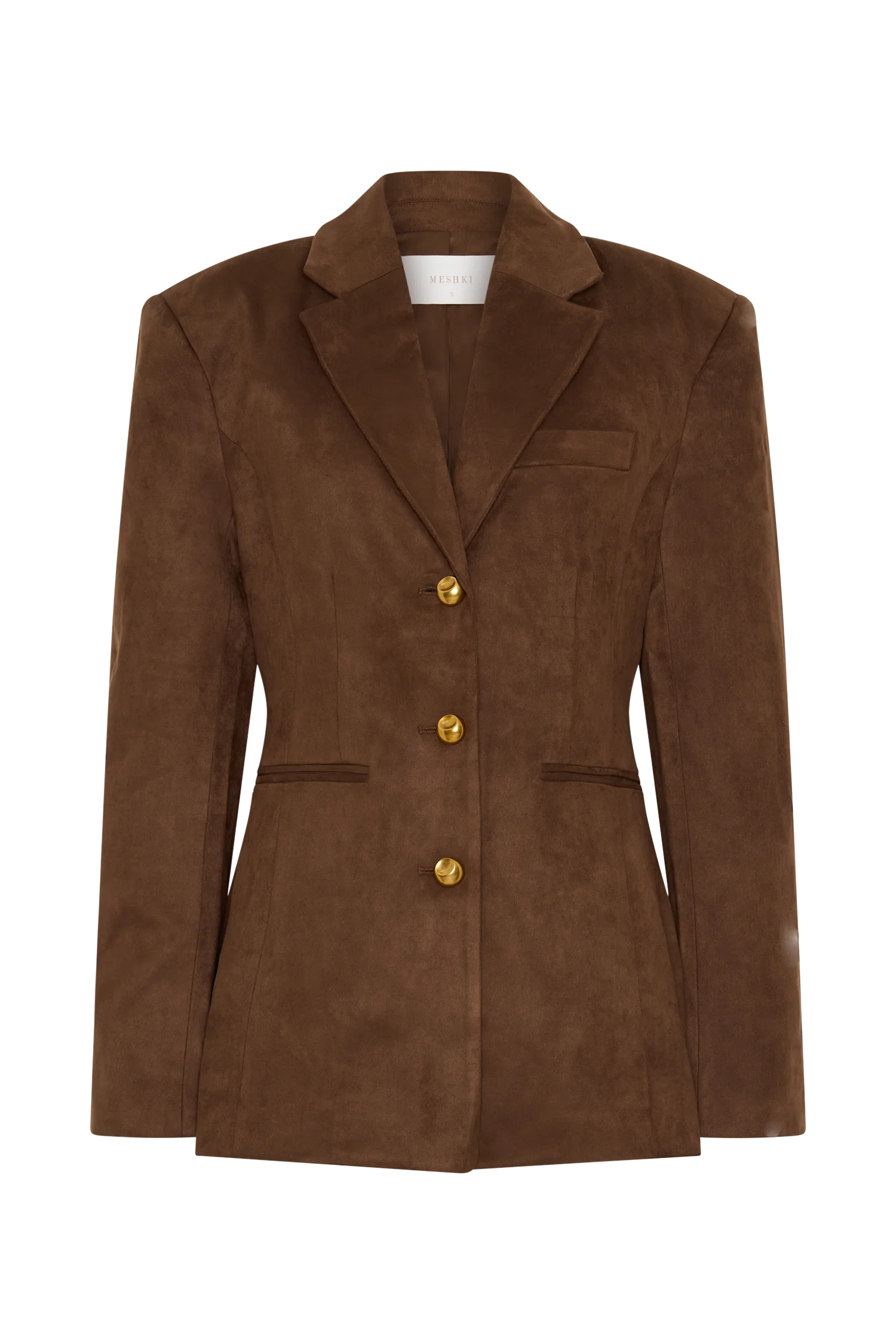 Sally Faux Suede Cinched Blazer - Milk Chocolate - Image 10