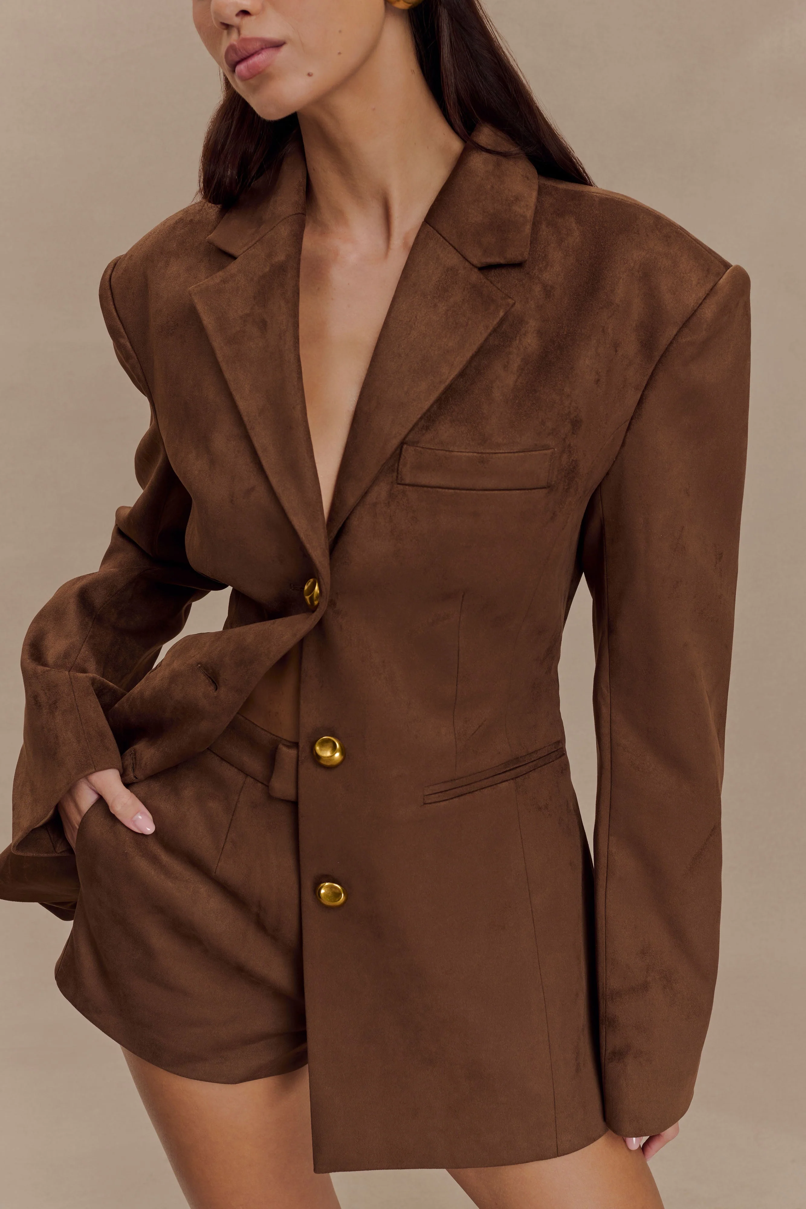 Sally Faux Suede Short - Milk Chocolate - Image 3