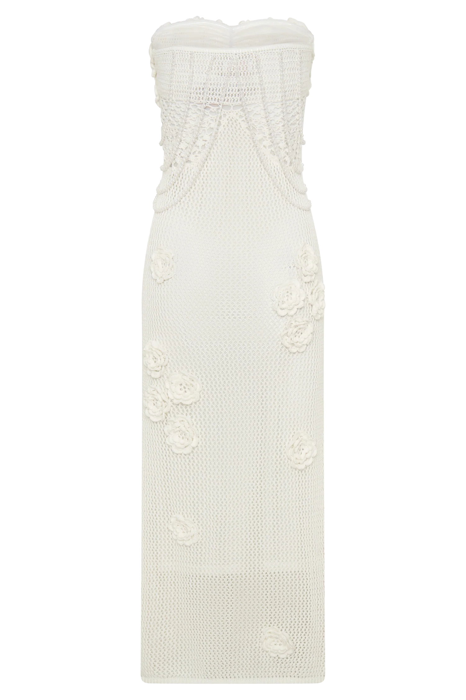 Samantha Crochet Midi Dress With Flowers - Ivory - Image 6