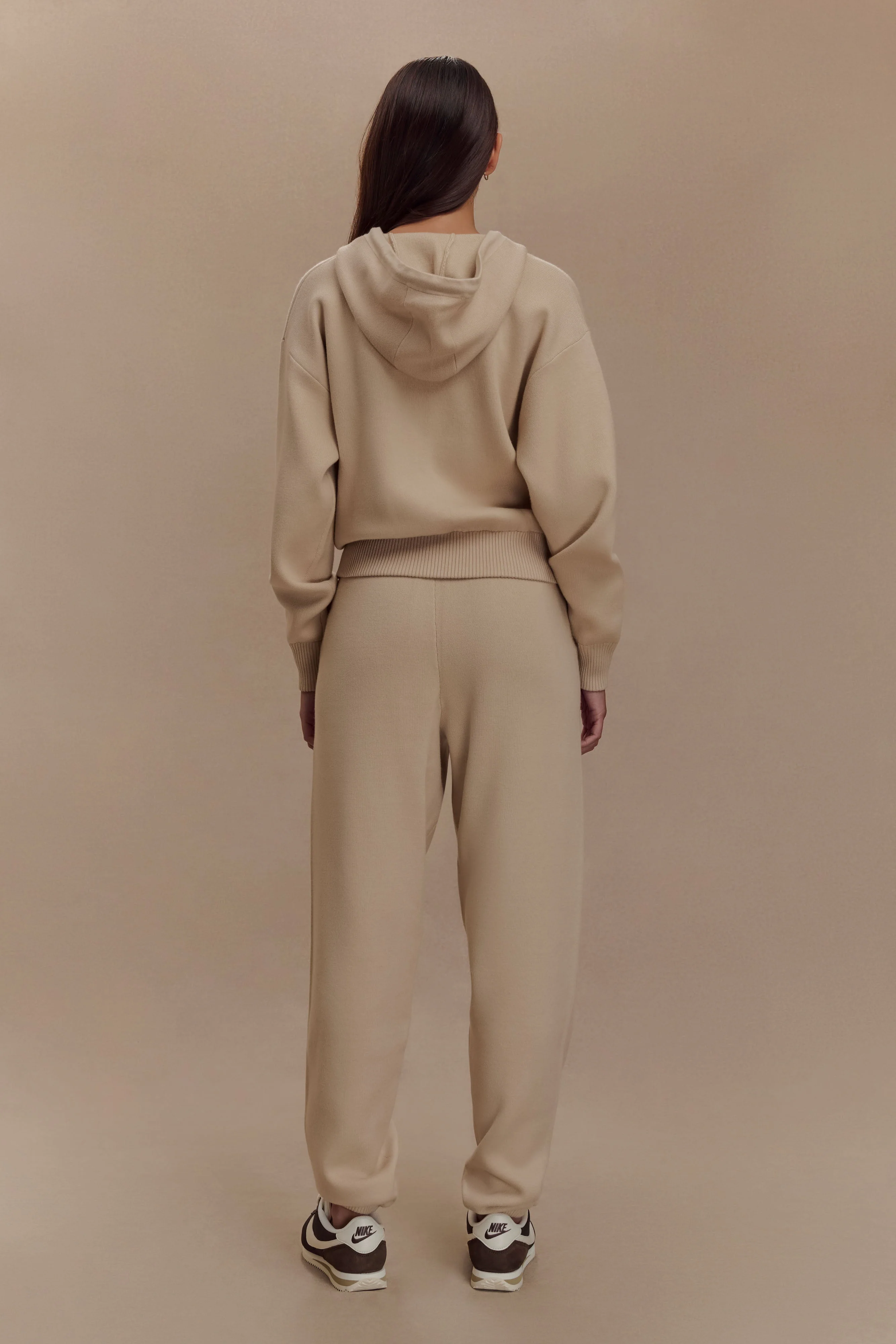 Sami Zip Front Knit Hoodie - Camel - Image 6