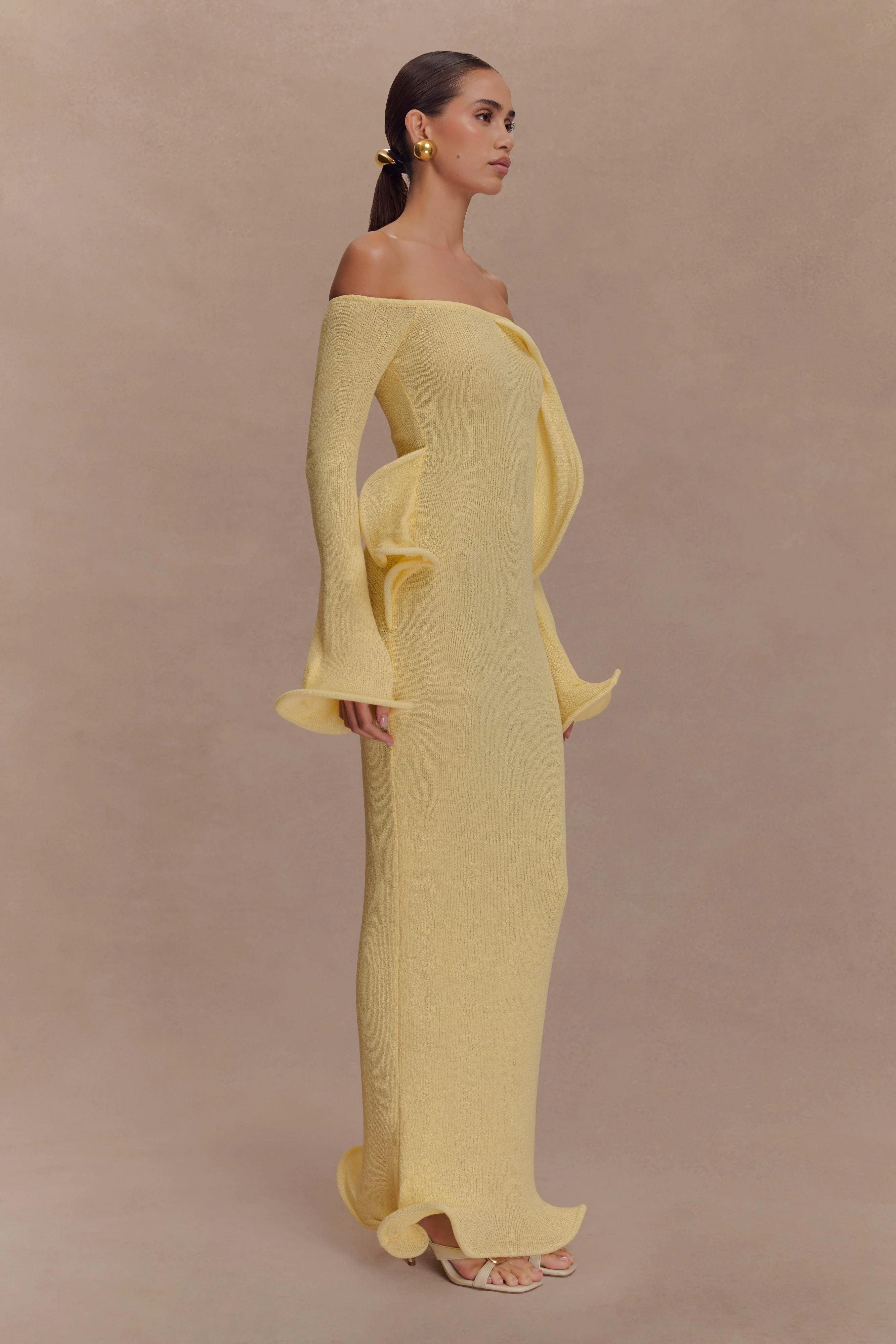 Sandrine Off Shoulder Knit Maxi Dress - Lemon - Image 5