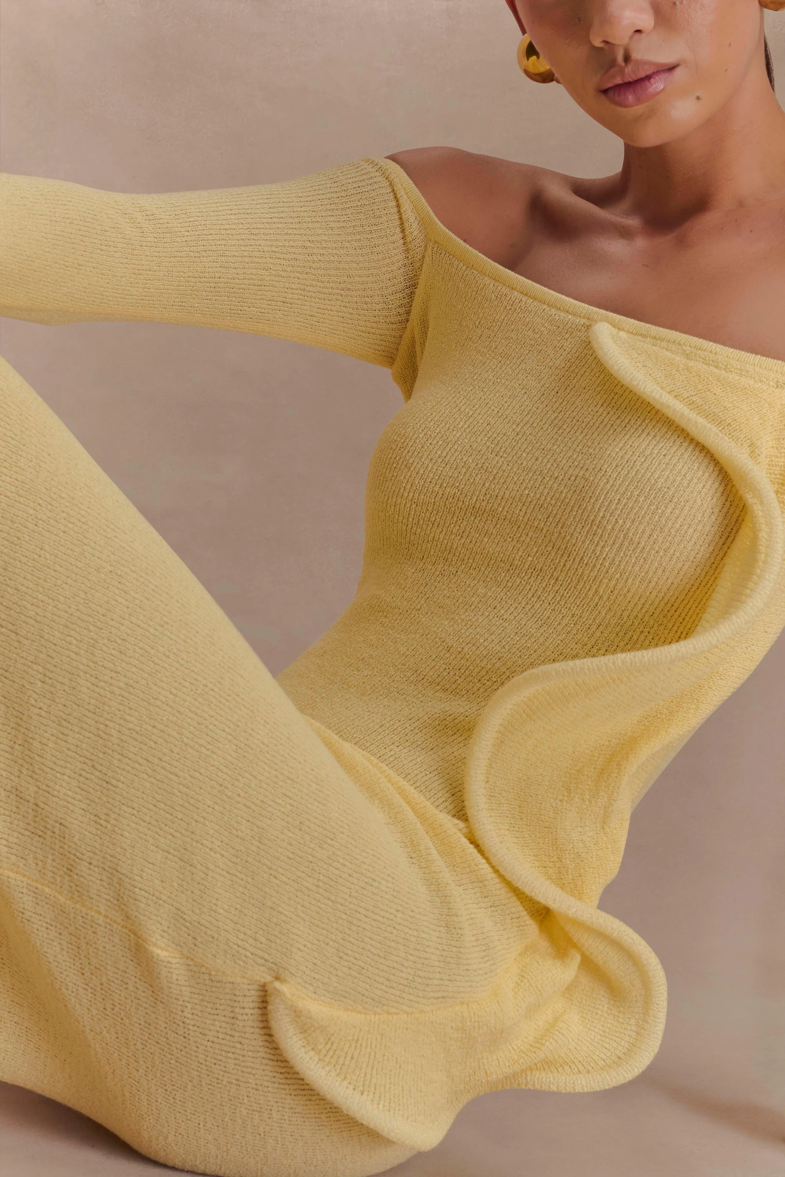 Sandrine Off Shoulder Knit Maxi Dress - Lemon - Image 7