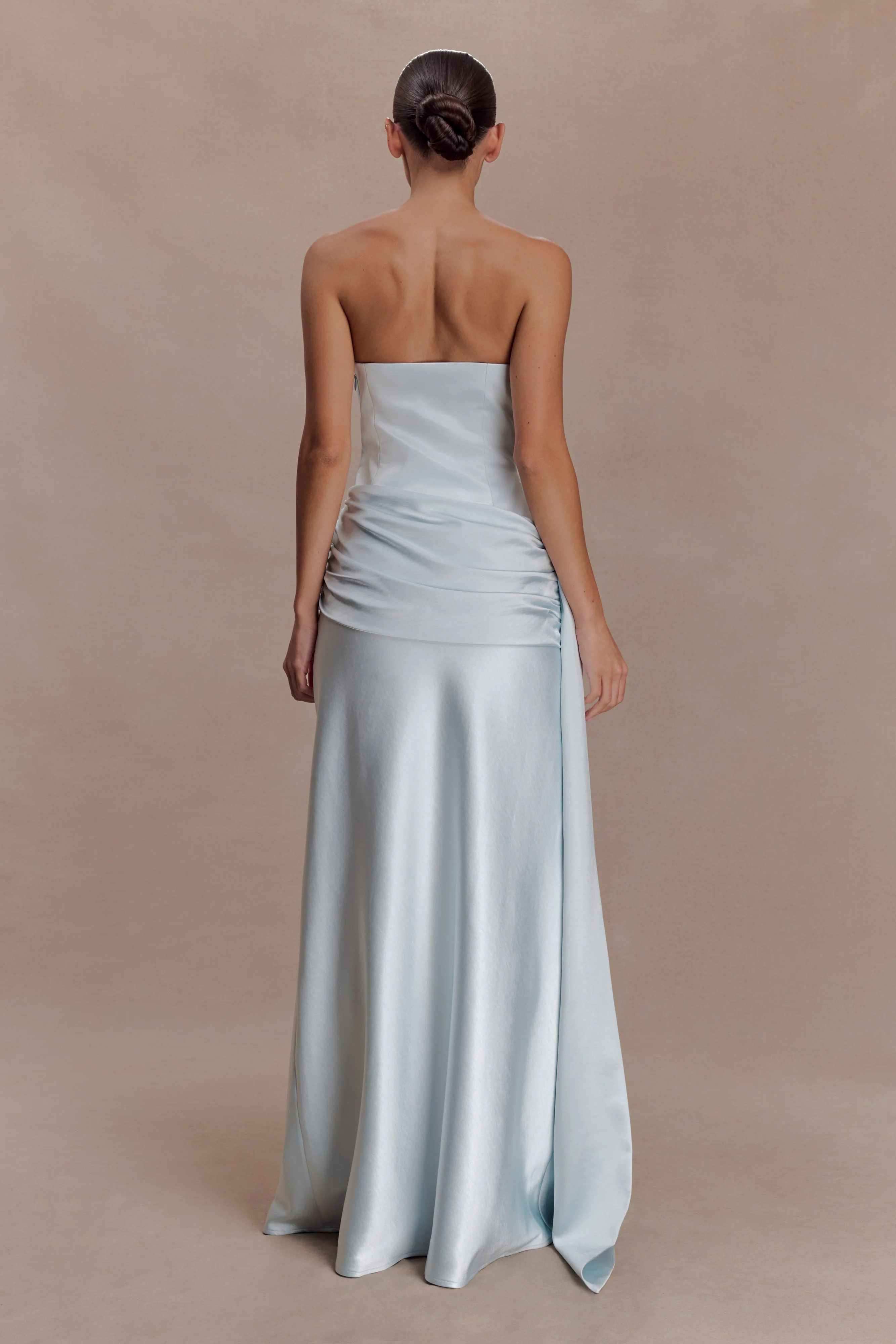 Sarah Strapless Maxi Dress With Waist Tie - Ice Blue - Image 2