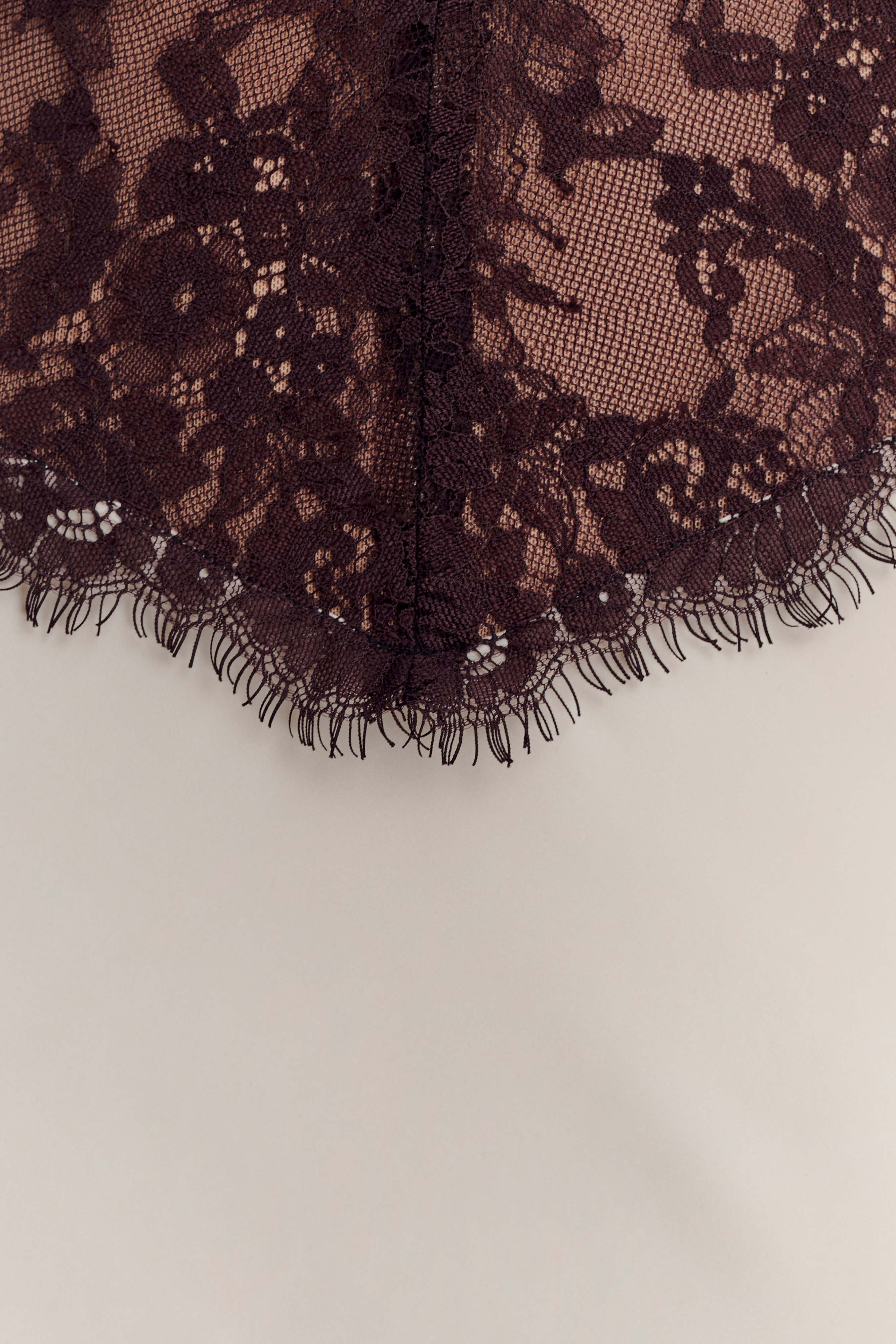 Sascha Lace And Satin Halter Maxi Dress - Ivory/Chocolate - Image 6