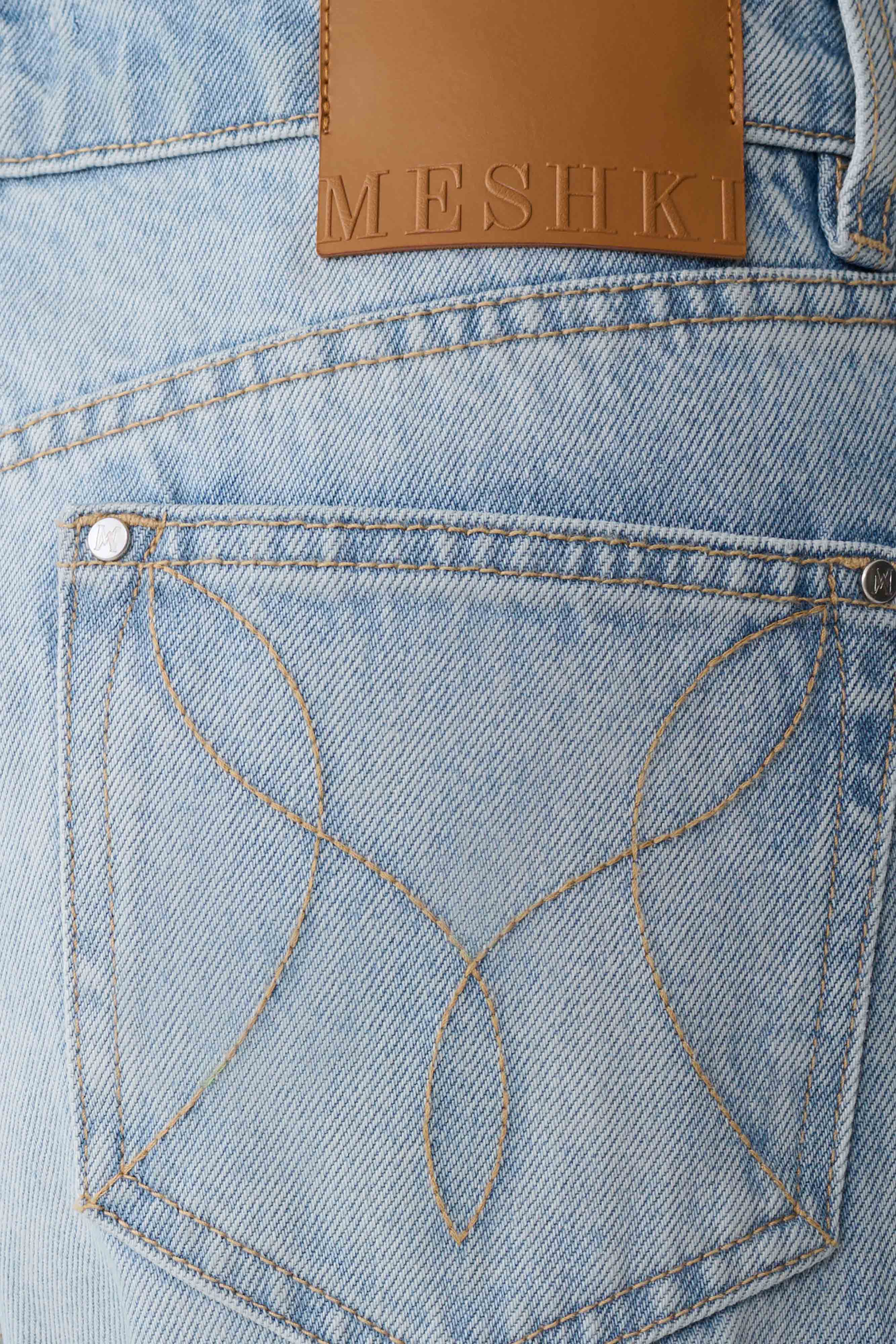 Sebastian Straight Leg Denim Jeans With Fray Hem - Washed Light Blue - Image 7