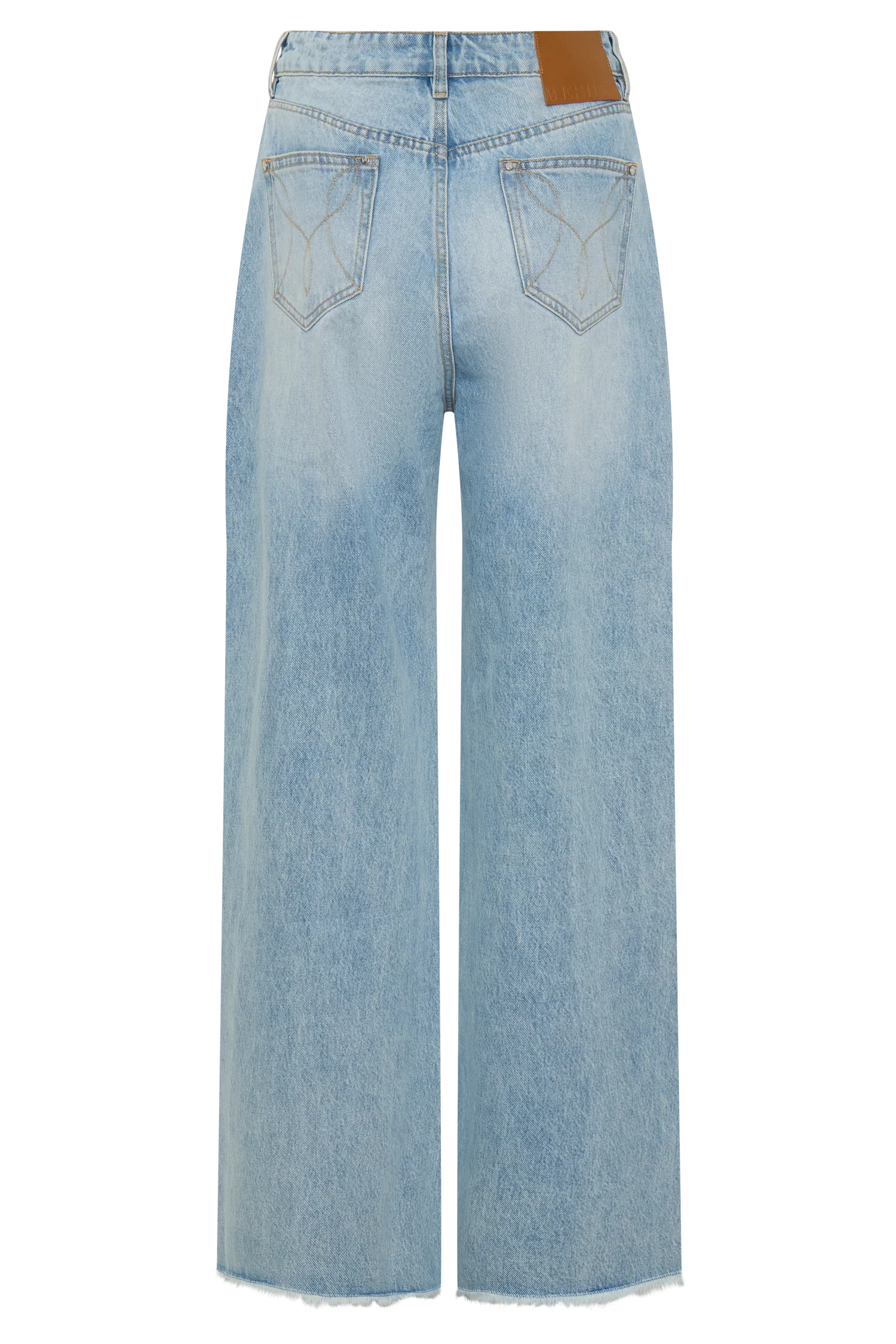 Sebastian Straight Leg Denim Jeans With Fray Hem - Washed Light Blue - Image 8