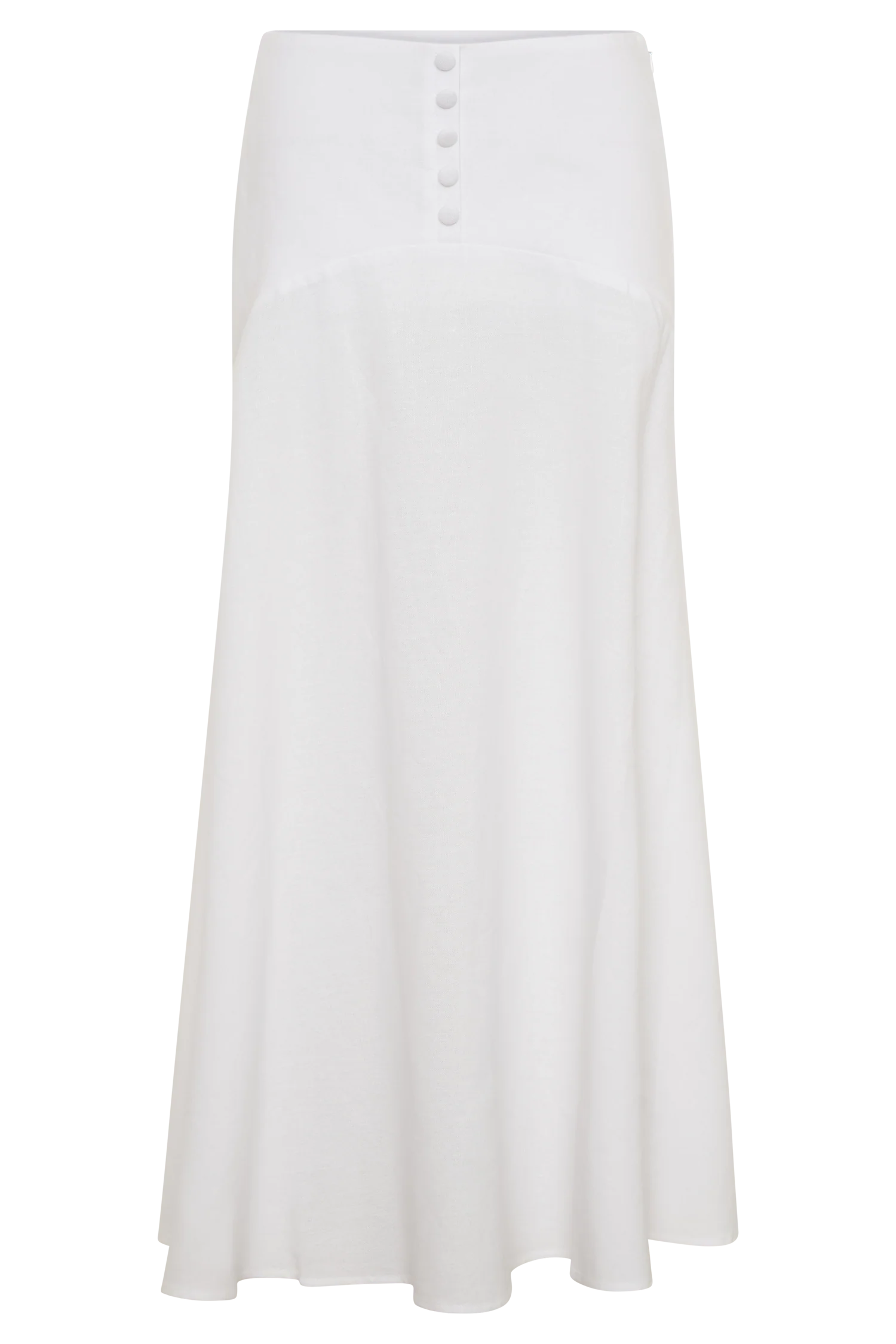 Selma Curved Waist Midi Skirt - White - Image 10