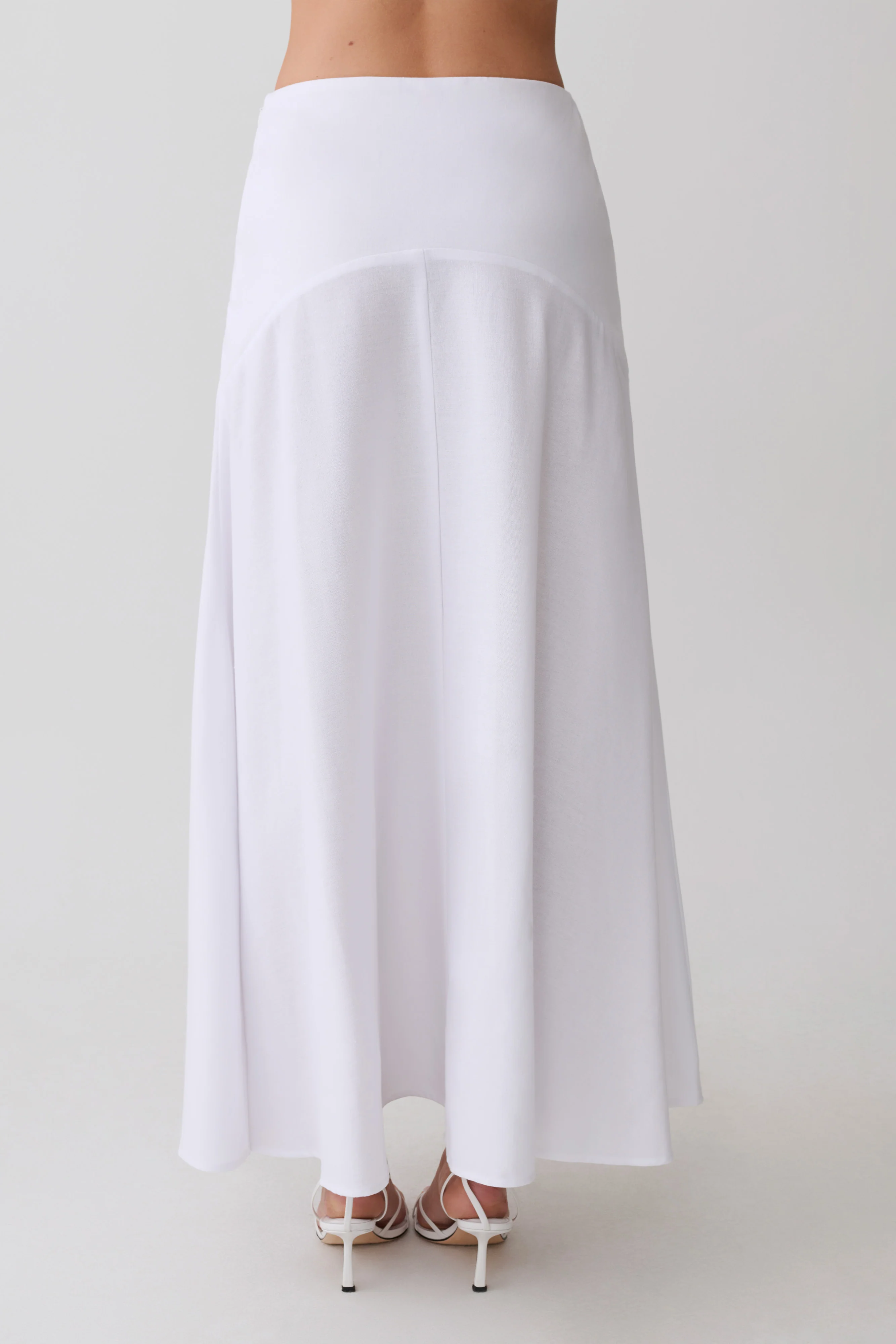Selma Curved Waist Midi Skirt - White - Image 7