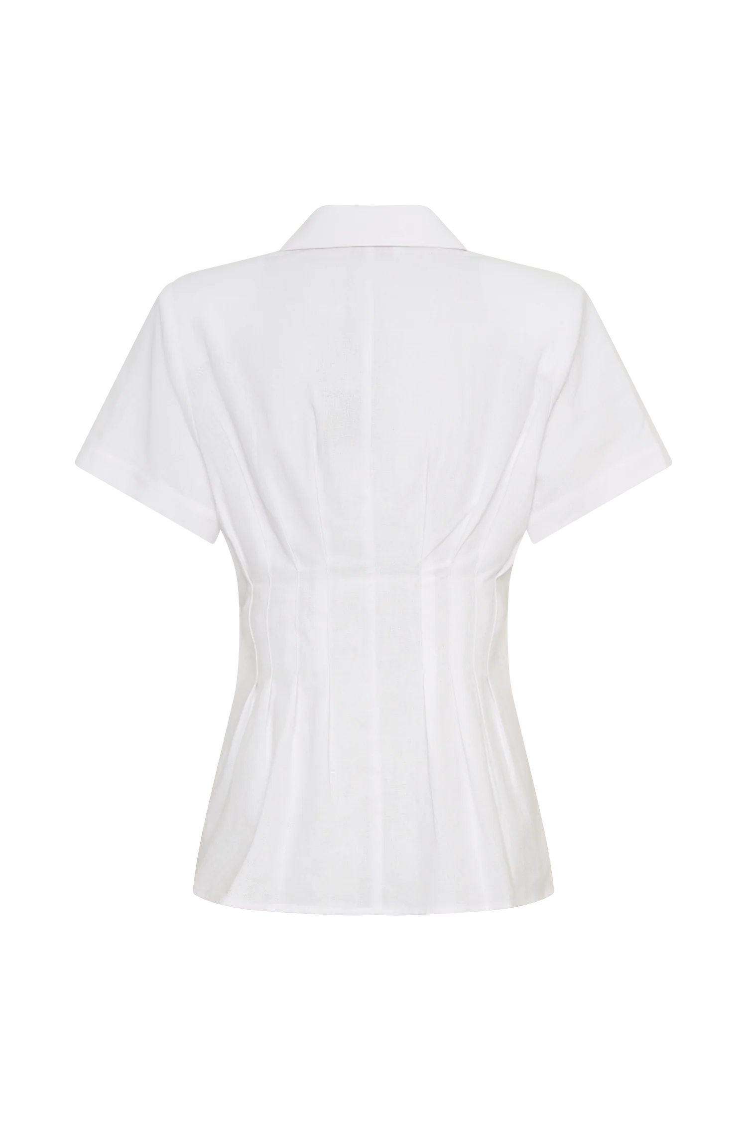 Selma Short Sleeve Linen Shirt - White - Image 4