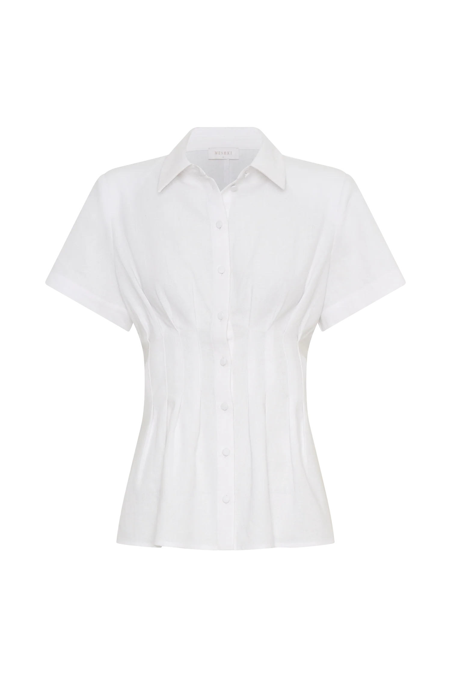 Selma Short Sleeve Linen Shirt - White - Image 5
