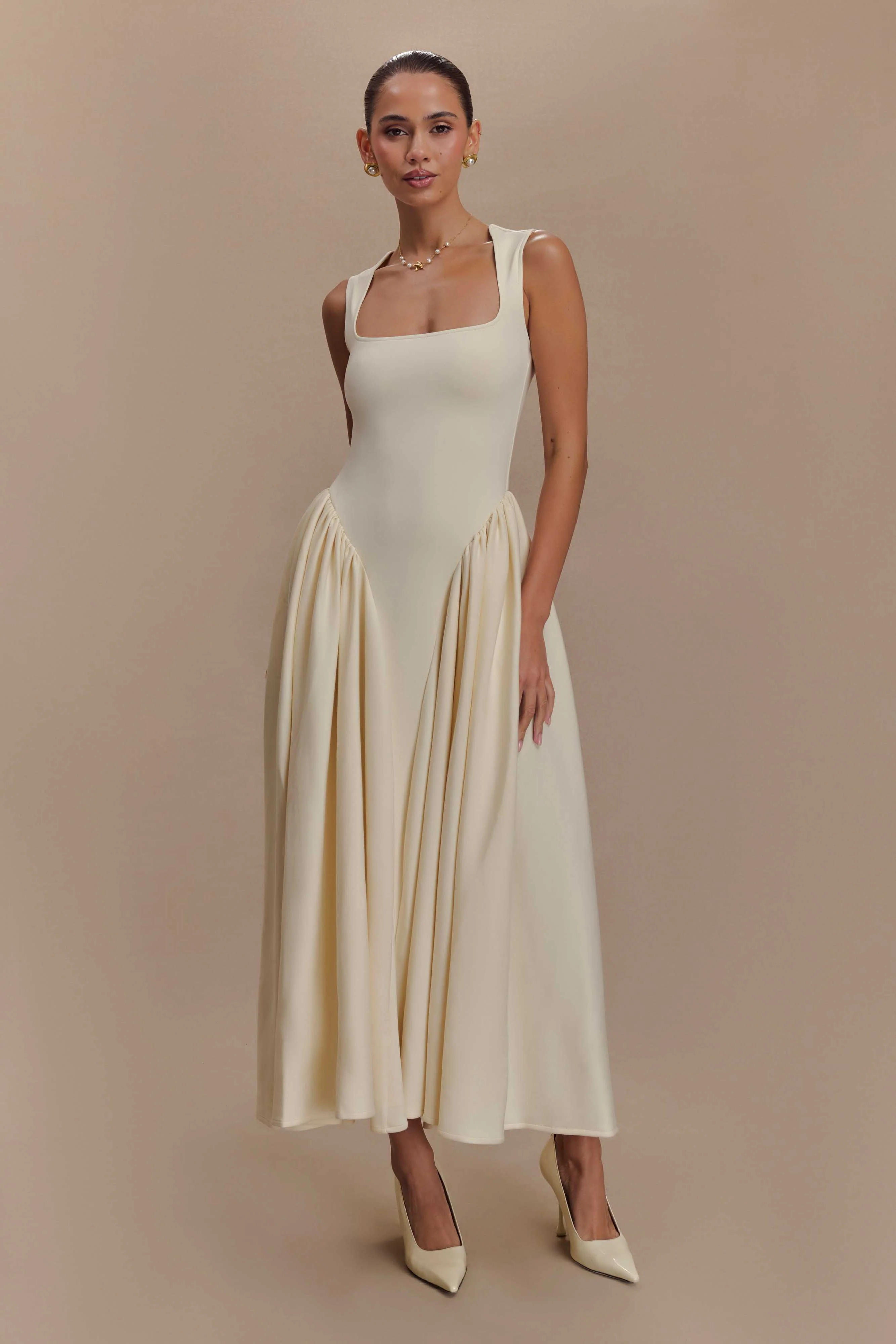 Sharon Scuba Jersey Midi Dress - Ivory - Image 6