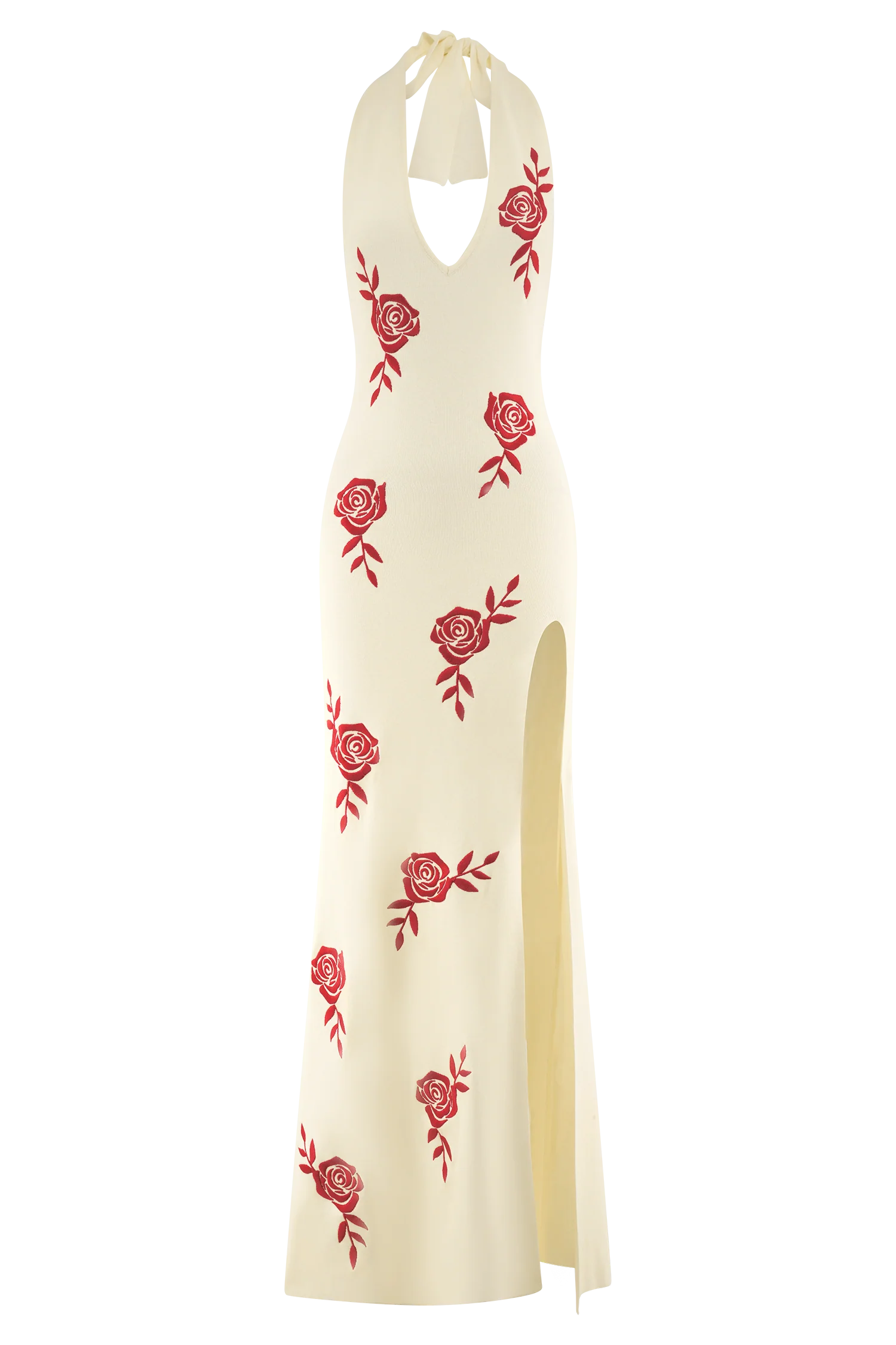 Shiloh Rose Knit Halter Maxi Dress - Ivory - Image 7