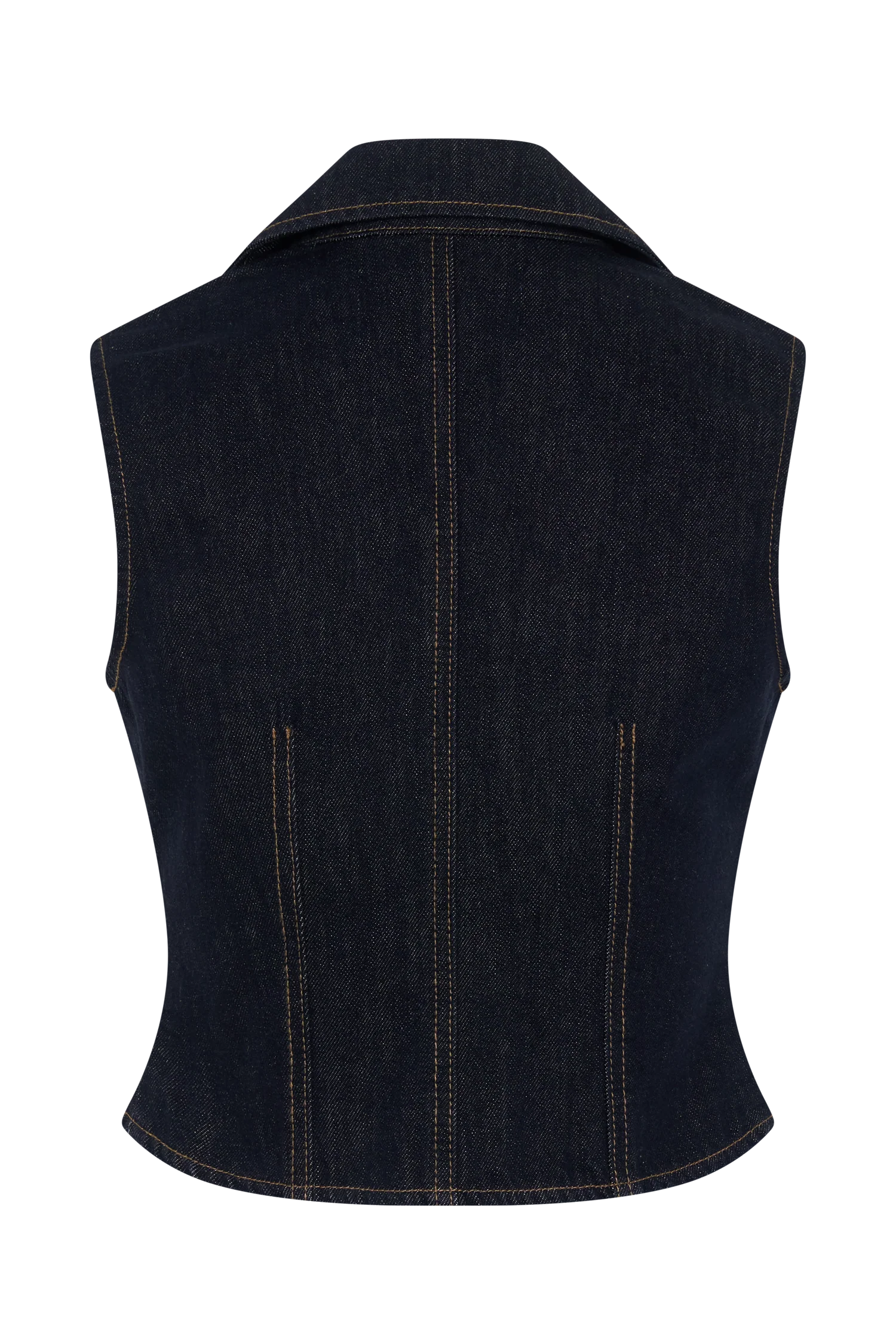 Shona Denim Vest With Decorative Buttons - Washed Indigo Blue - Image 8