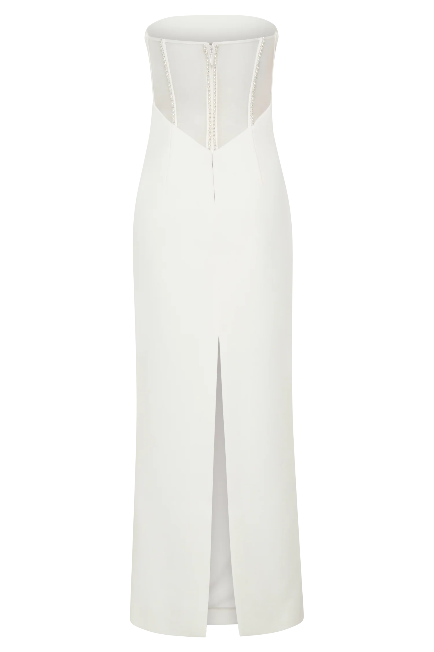 Sloane Strapless Maxi Dress With Pearls - White - Image 8