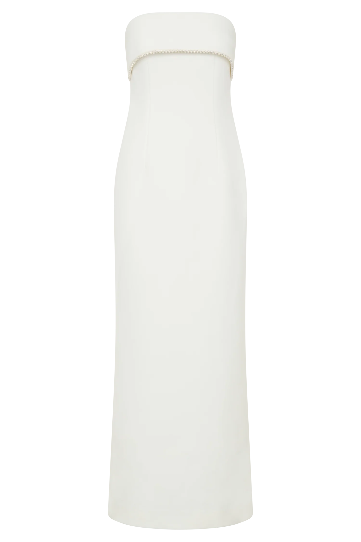 Sloane Strapless Maxi Dress With Pearls - White - Image 9