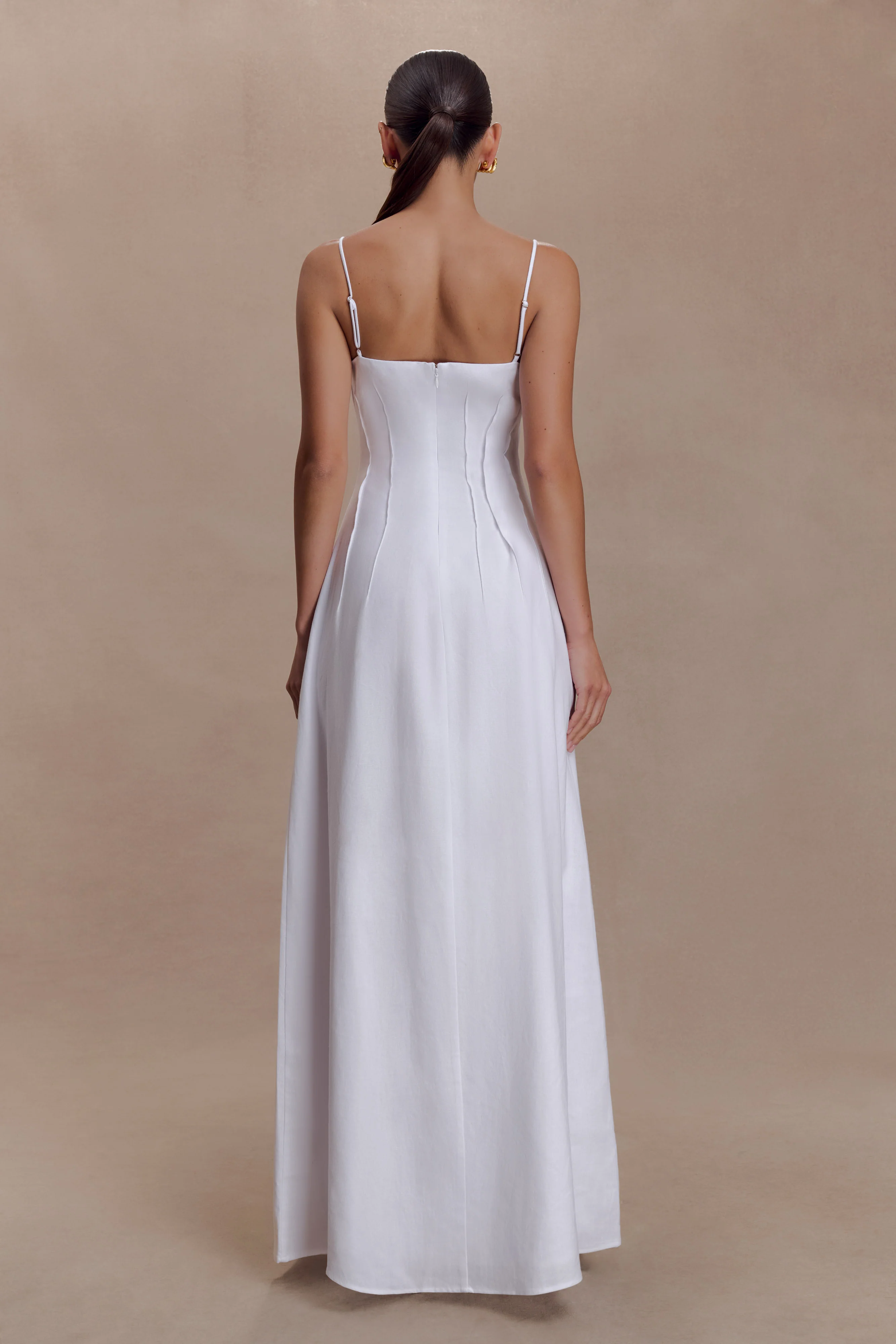 Sofie Pintuck Linen Maxi Dress - White - Image 4