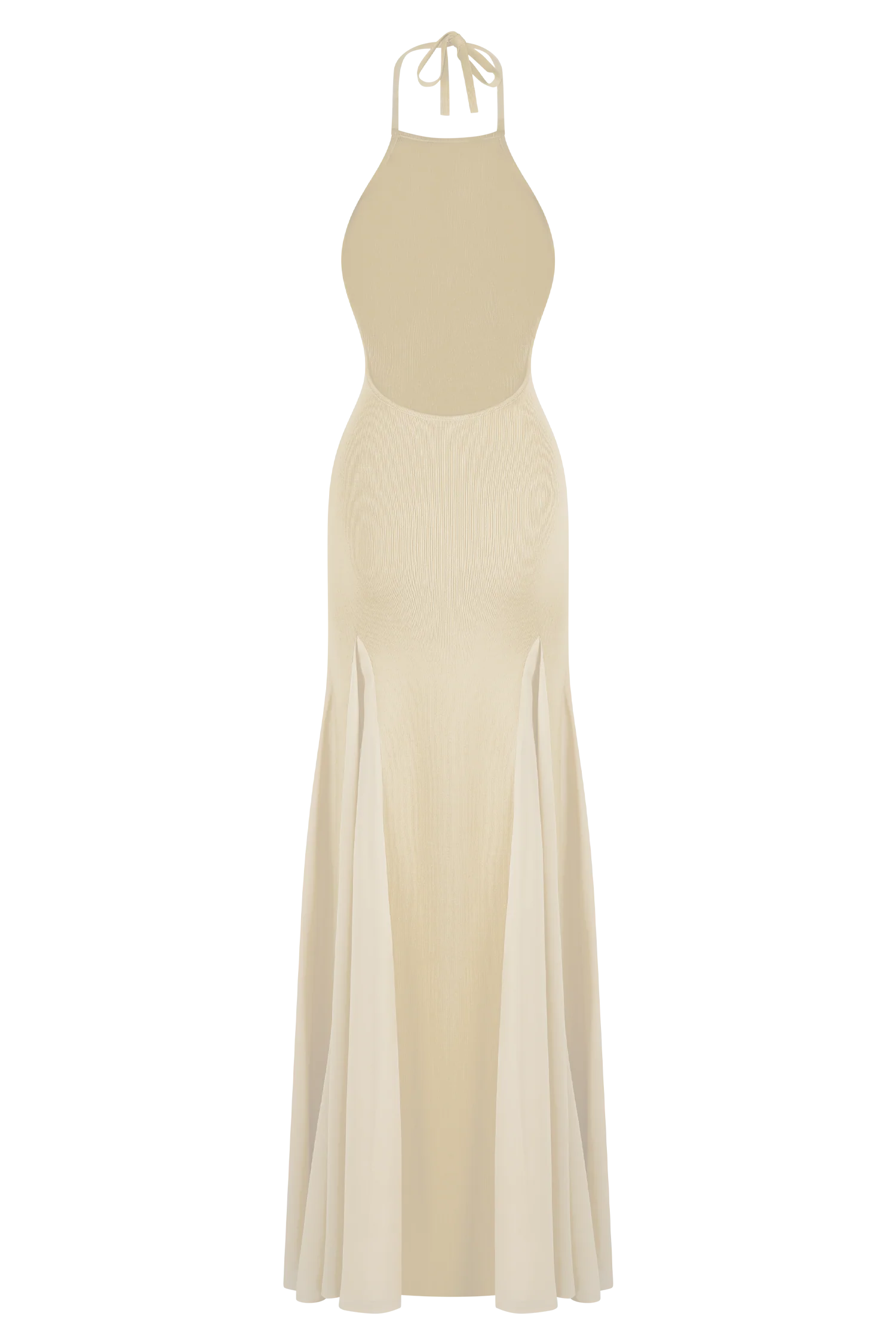 Soleil Knit And Mesh Halter Maxi Dress - Cream - Image 6