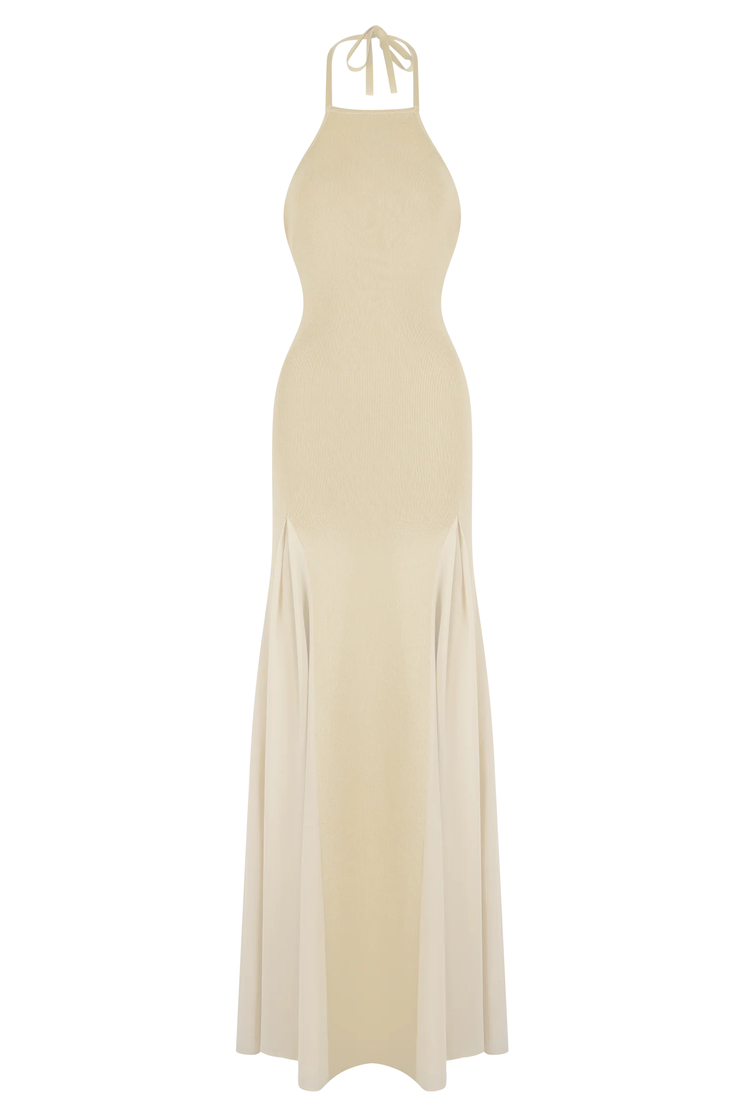 Soleil Knit And Mesh Halter Maxi Dress - Cream - Image 7