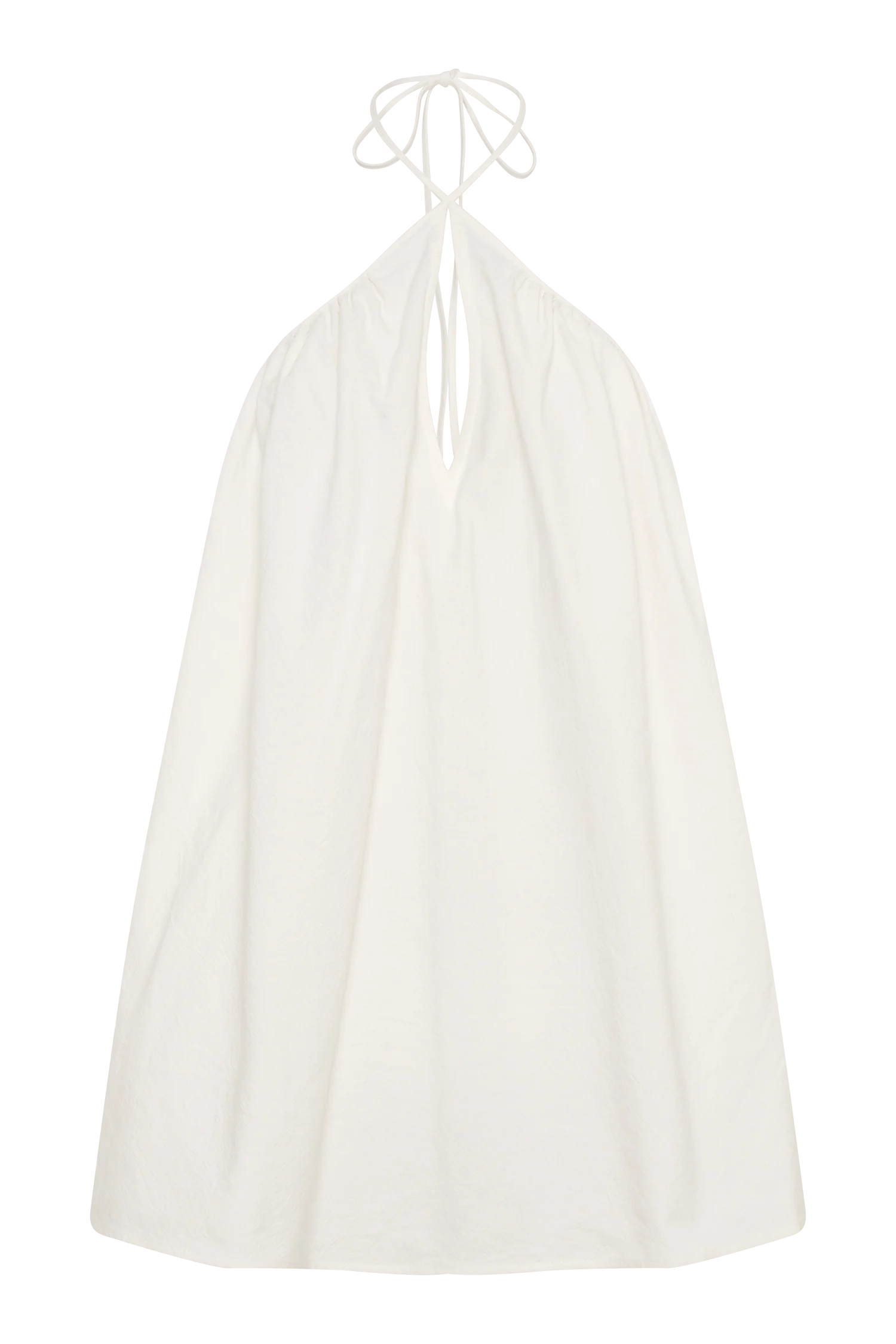 Sonja Keyhole Halter Cotton Mini Dress - White - Image 10