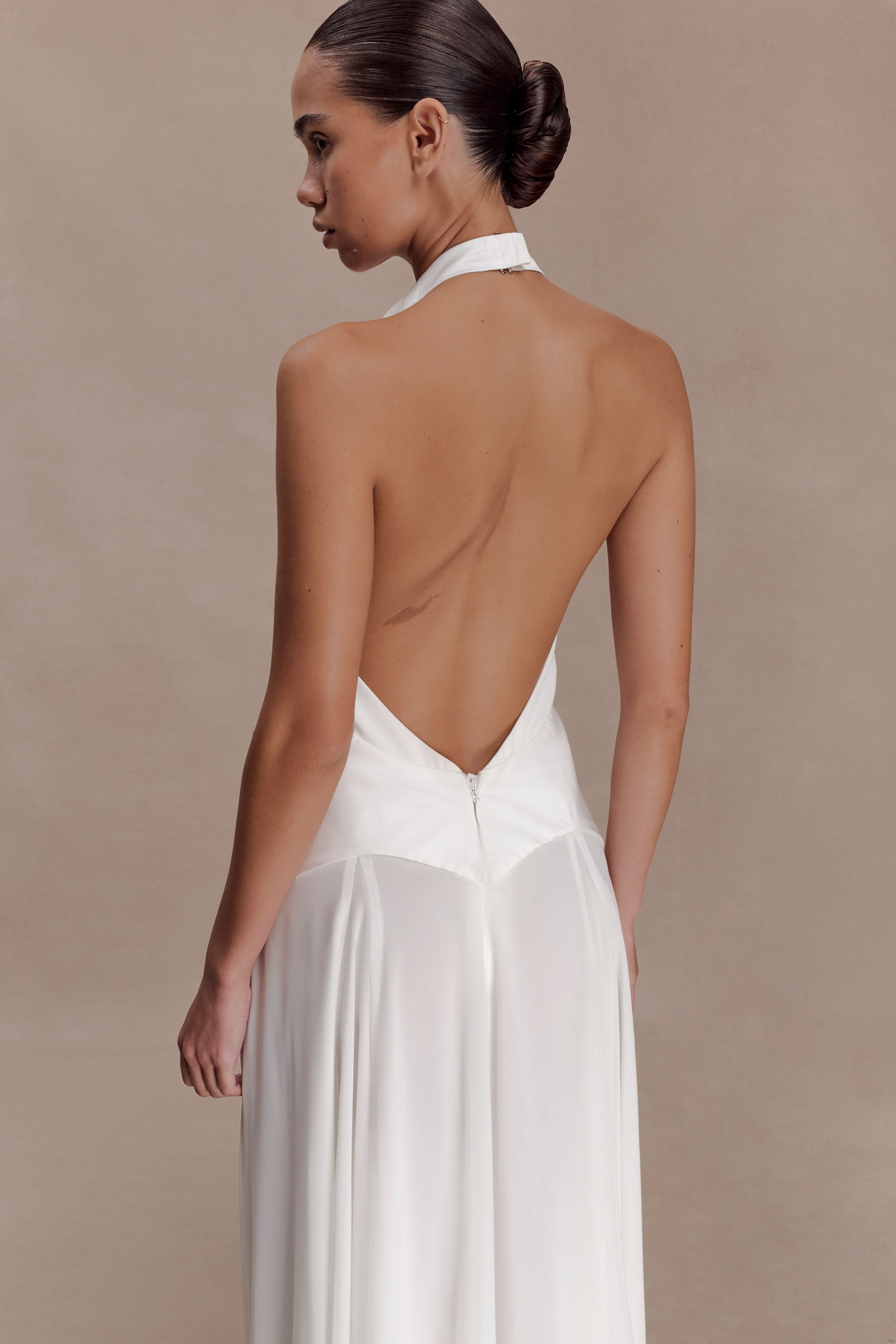 Susan Chiffon Halter Maxi Dress - Ivory - Image 3