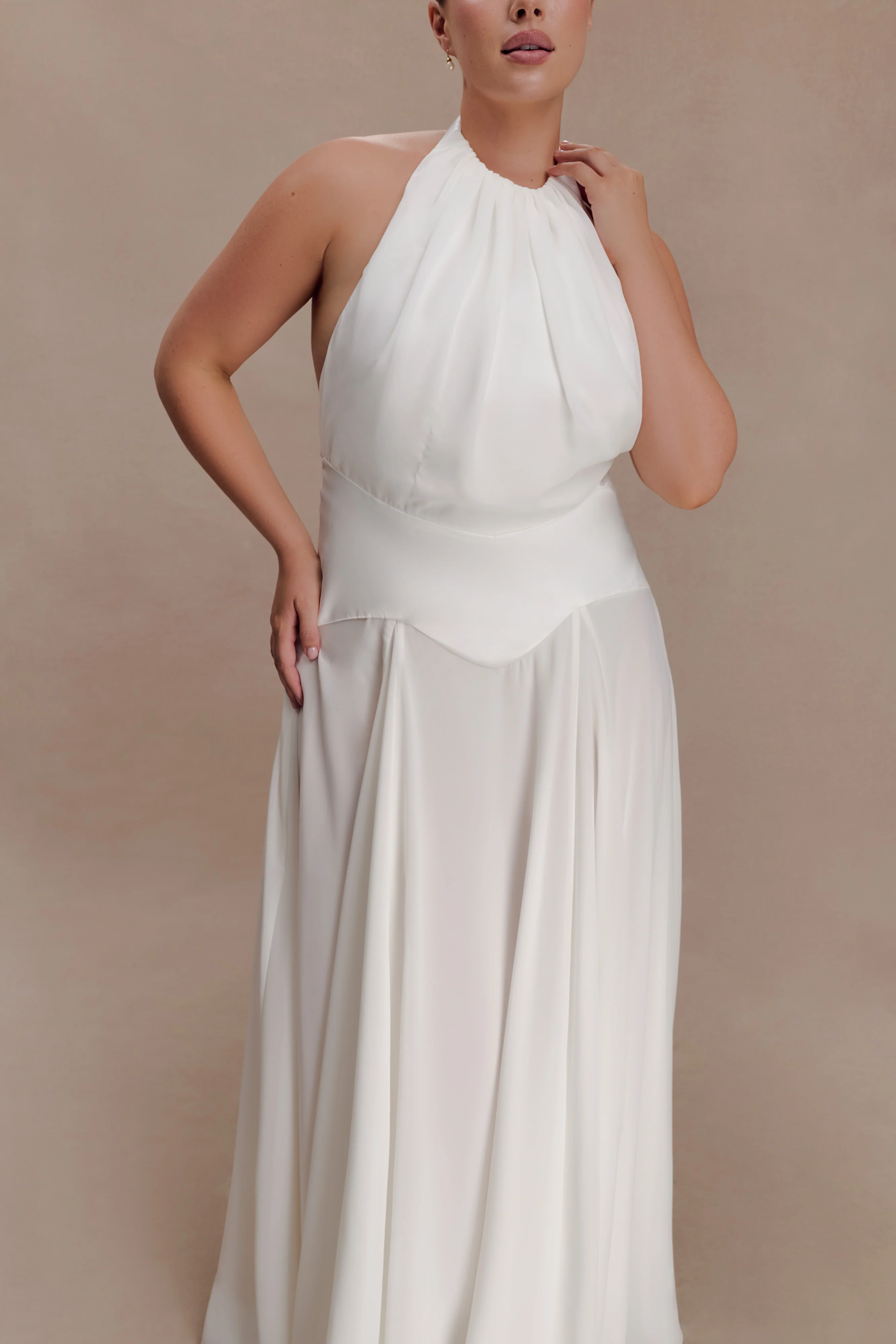 Susan Chiffon Halter Maxi Dress - Ivory - Image 8