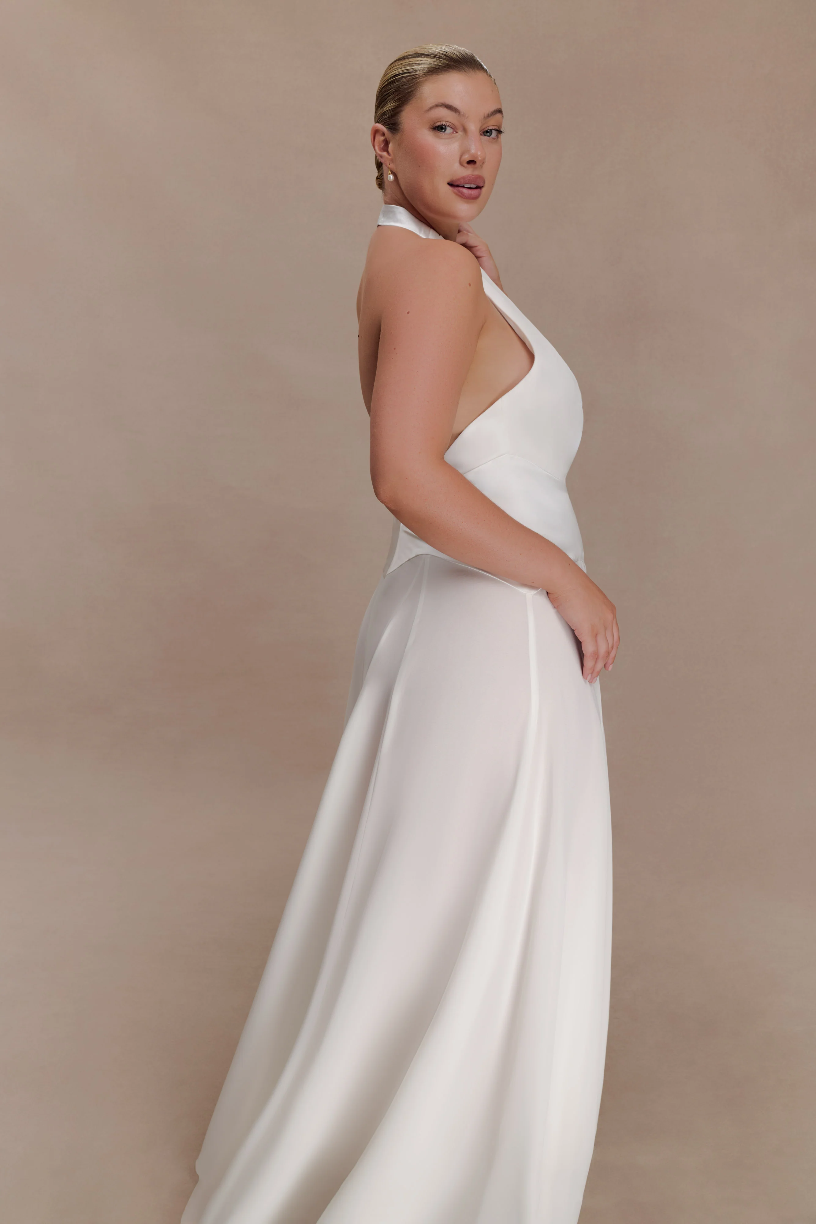 Susan Chiffon Halter Maxi Dress - Ivory - Image 9