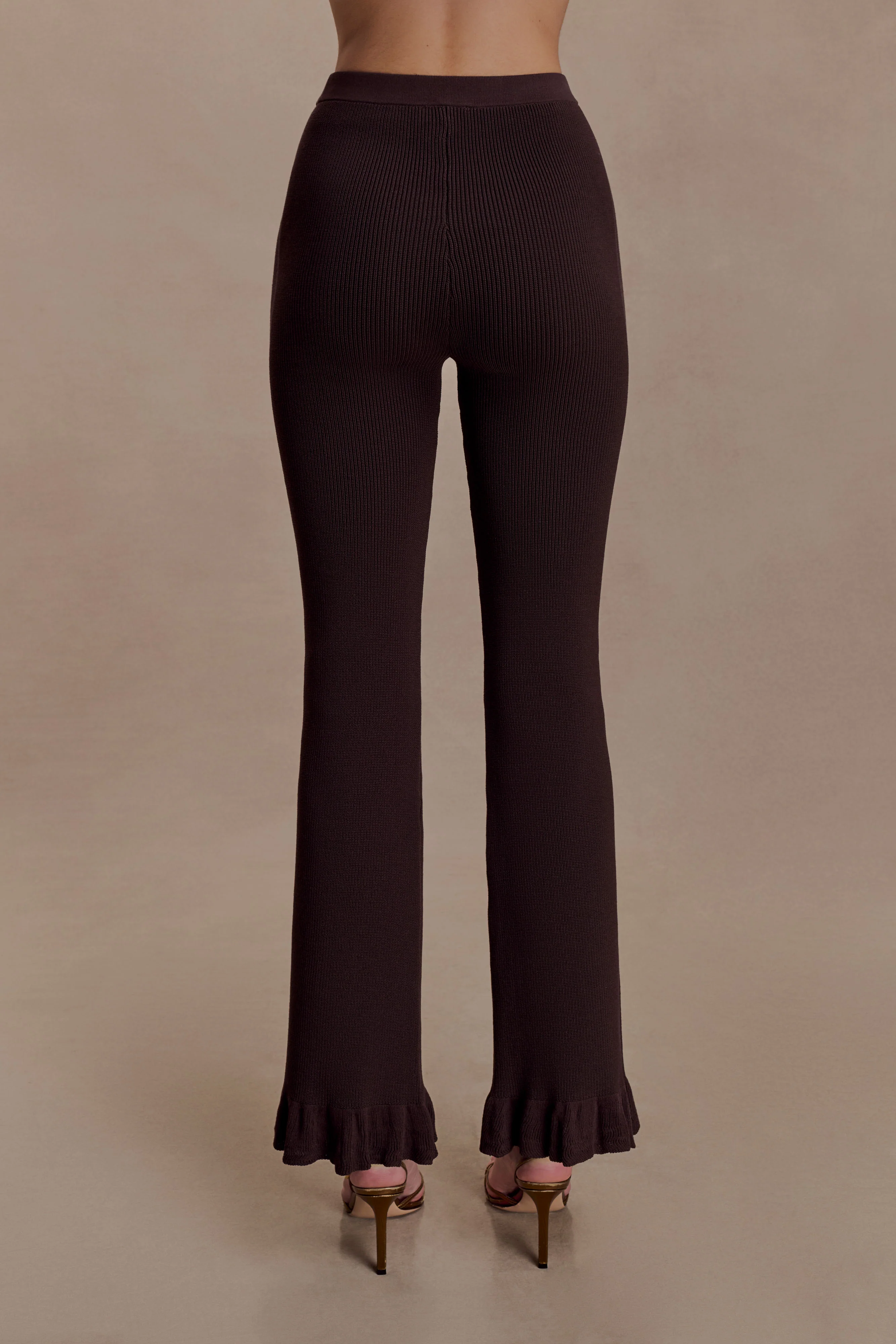 Suzie Ribbed Flared Pants - Chocolate - Image 5