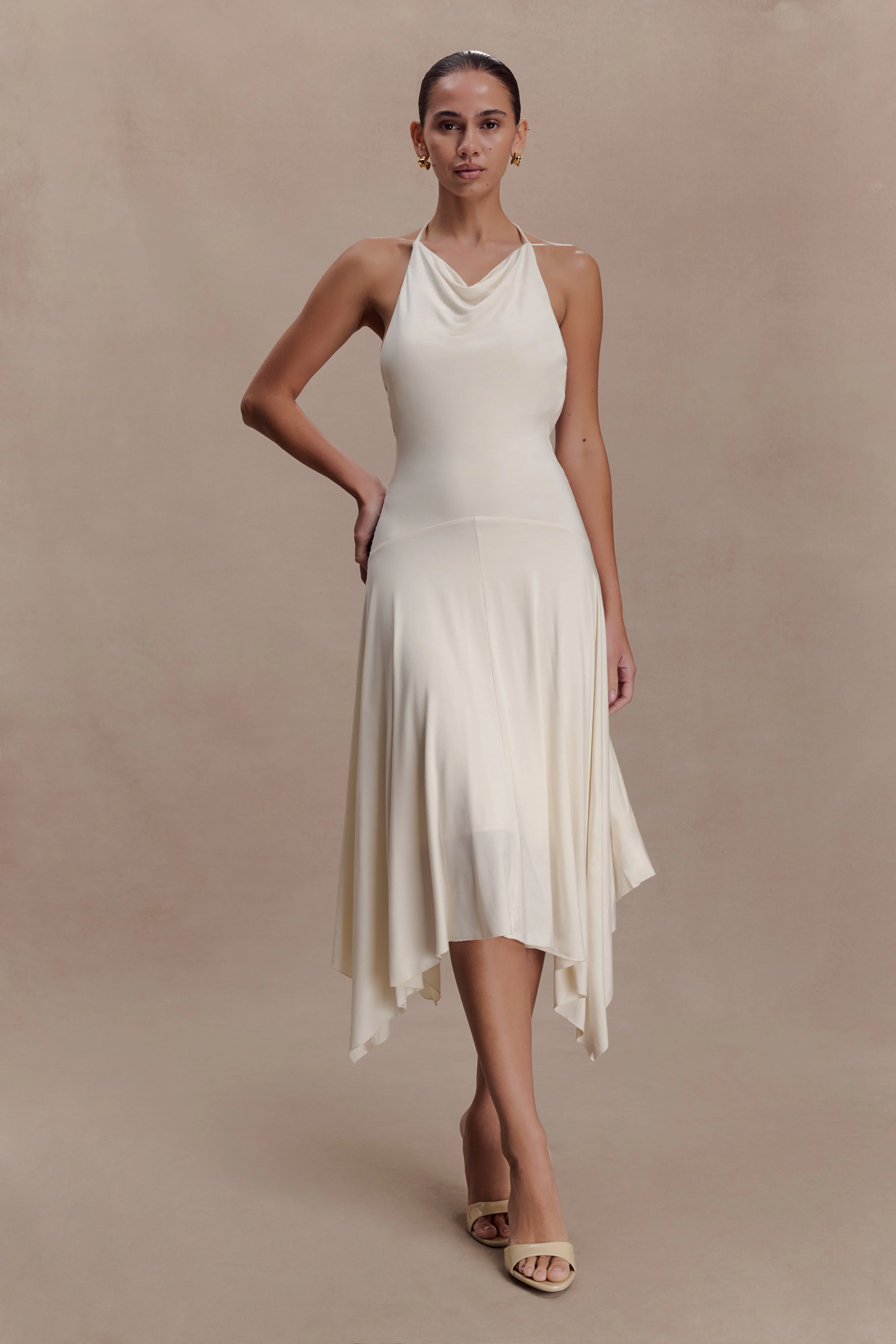 Sylvie Modal Hankie Midi Dress - Ivory - Image 4