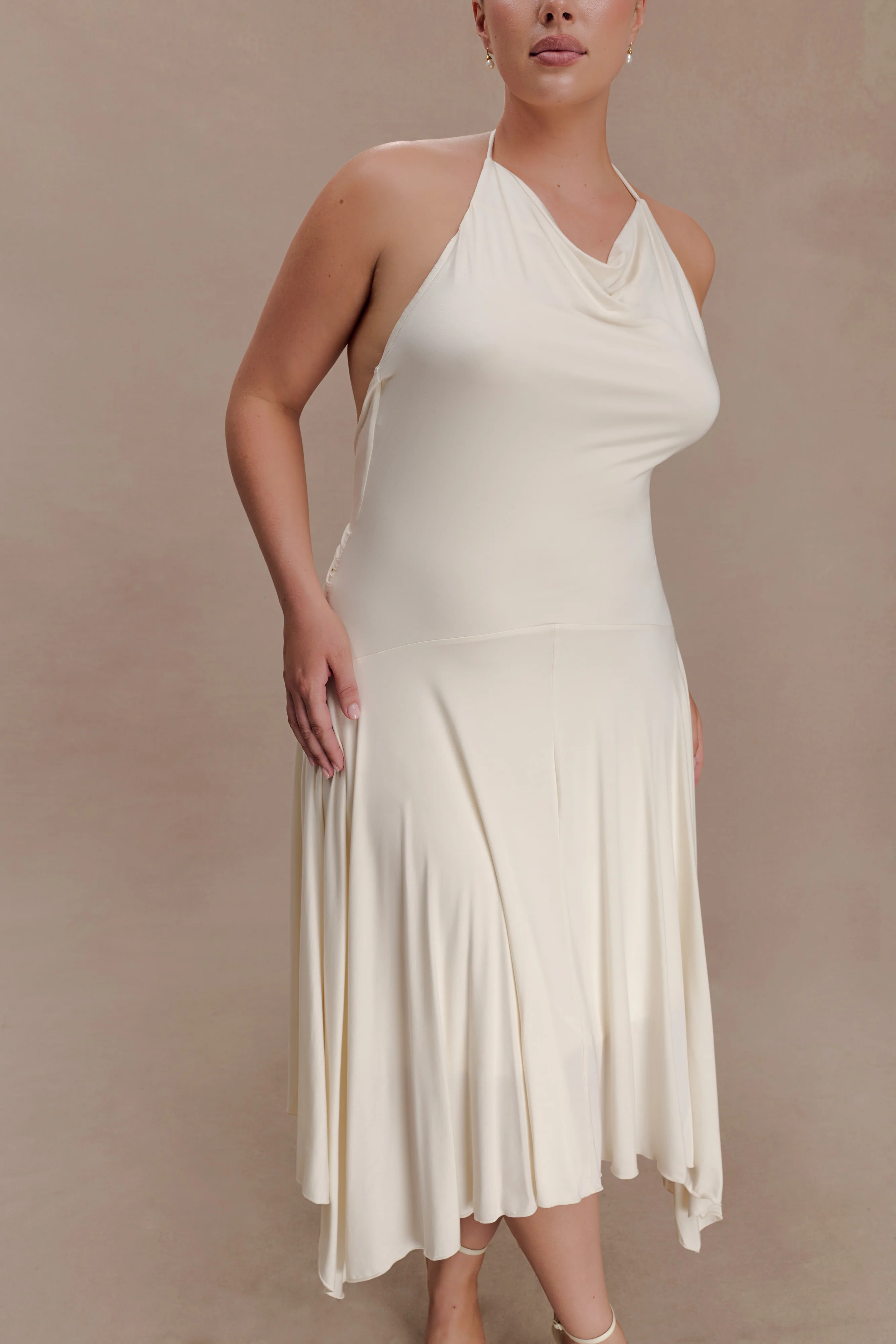 Sylvie Modal Hankie Midi Dress - Ivory - Image 9