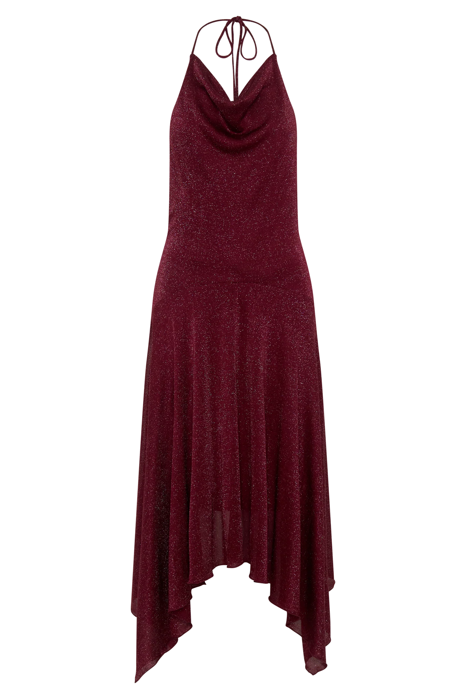 Sylvie Lurex Hankie Midi Dress - Wine - Image 11