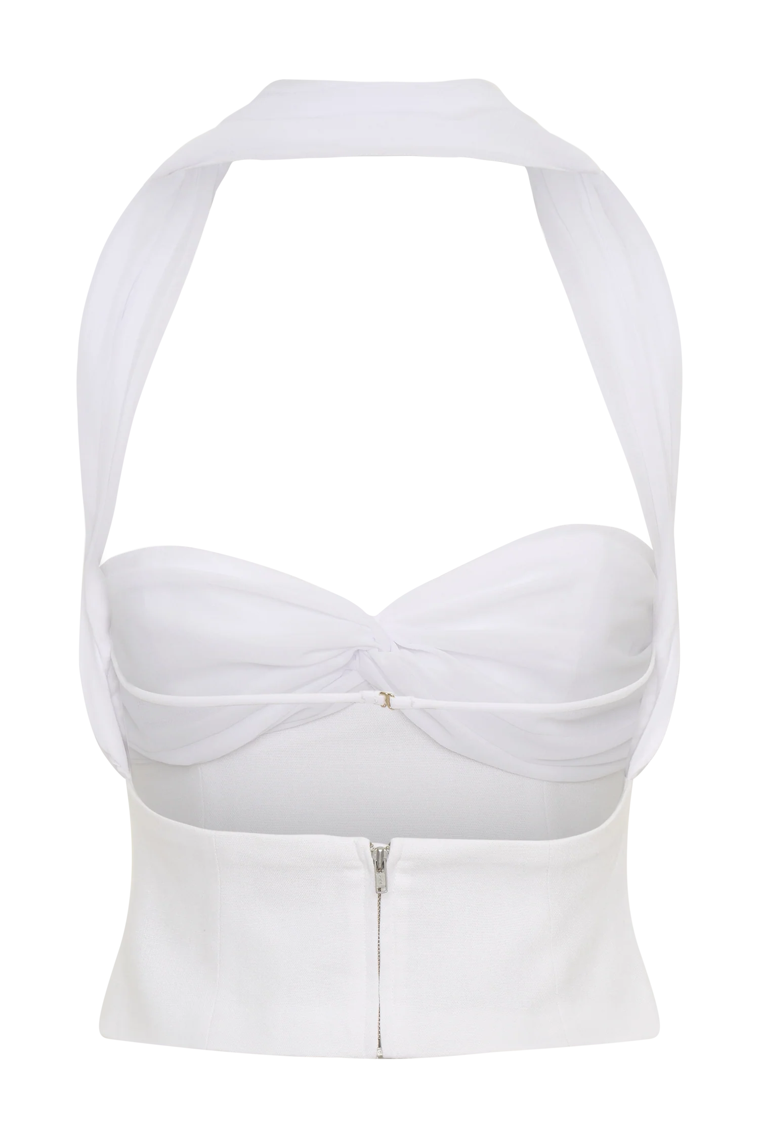 Talia Chiffon And Linen Halter Top - White - Image 10