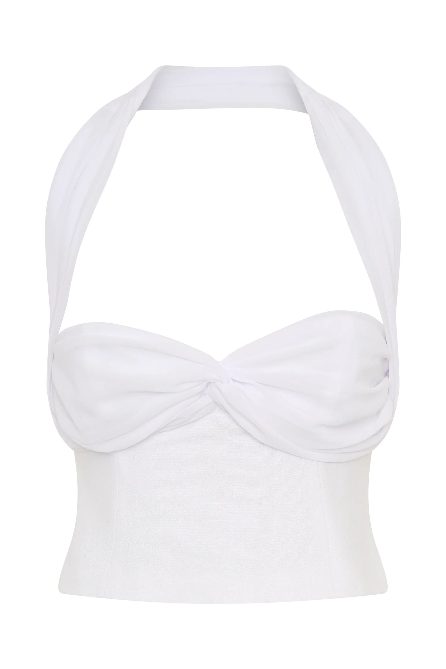 Talia Chiffon And Linen Halter Top - White - Image 11