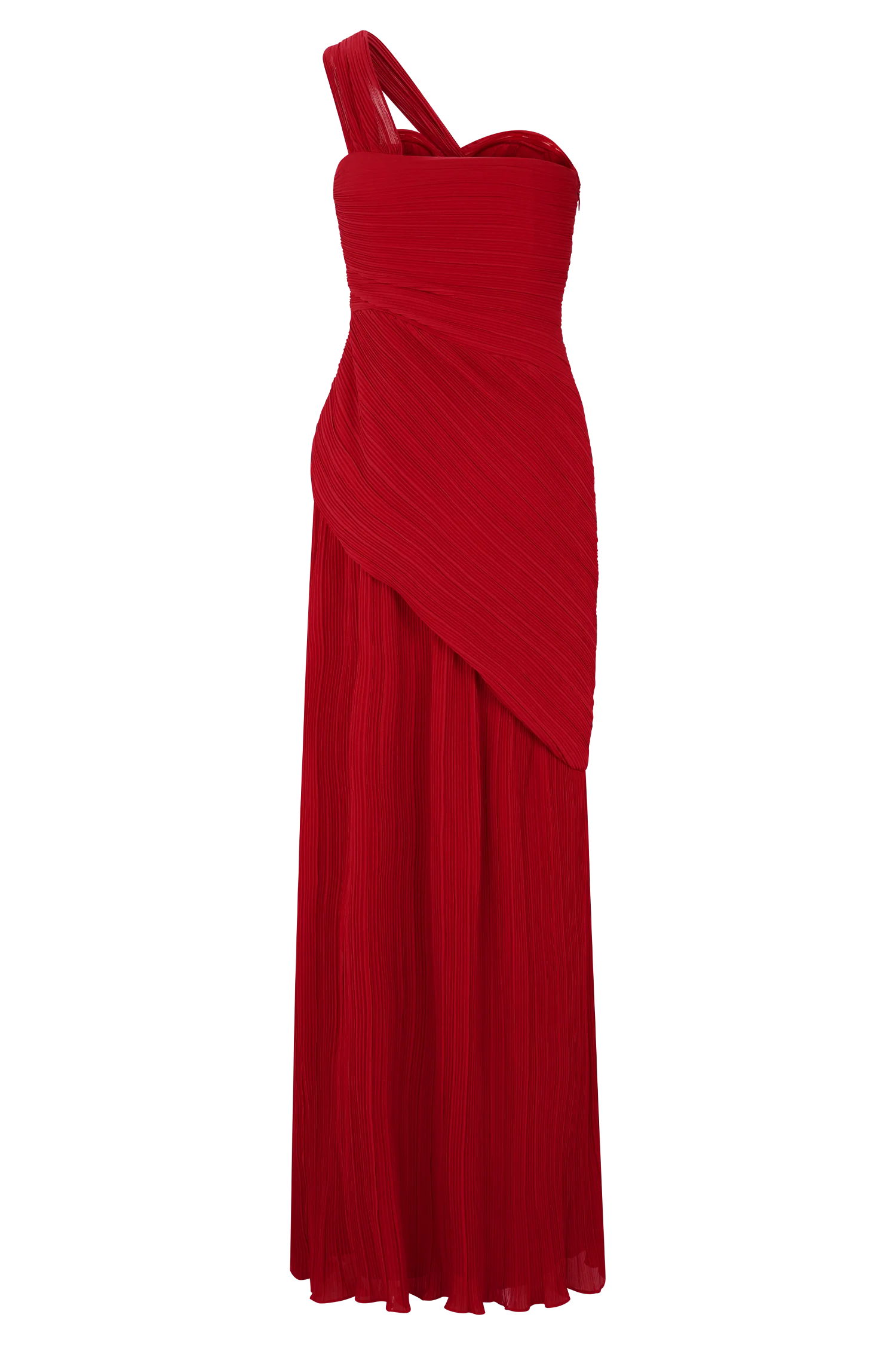 Tamara Shirred Chiffon Midi Dress - Red - Image 7
