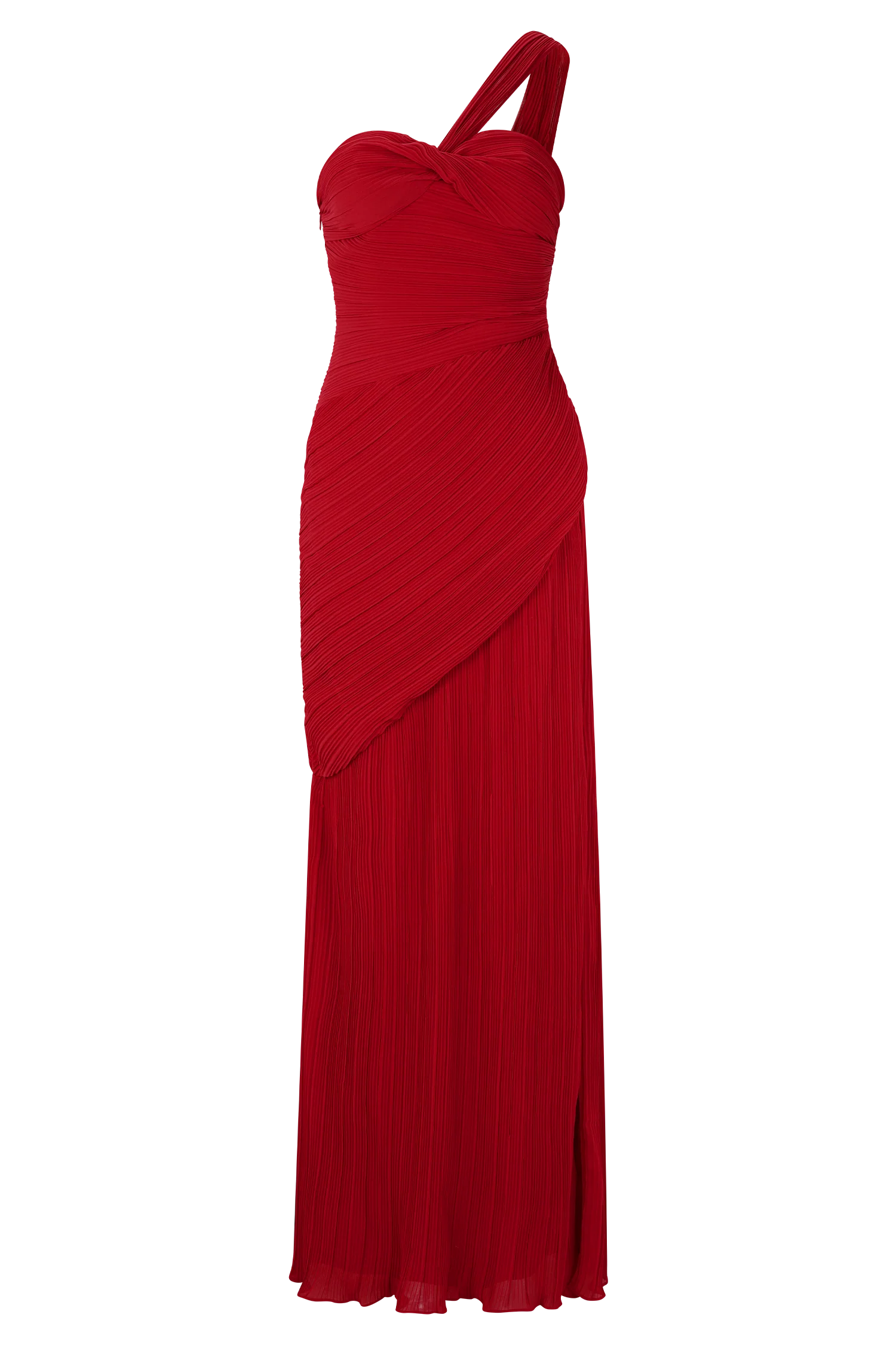 Tamara Shirred Chiffon Midi Dress - Red - Image 8