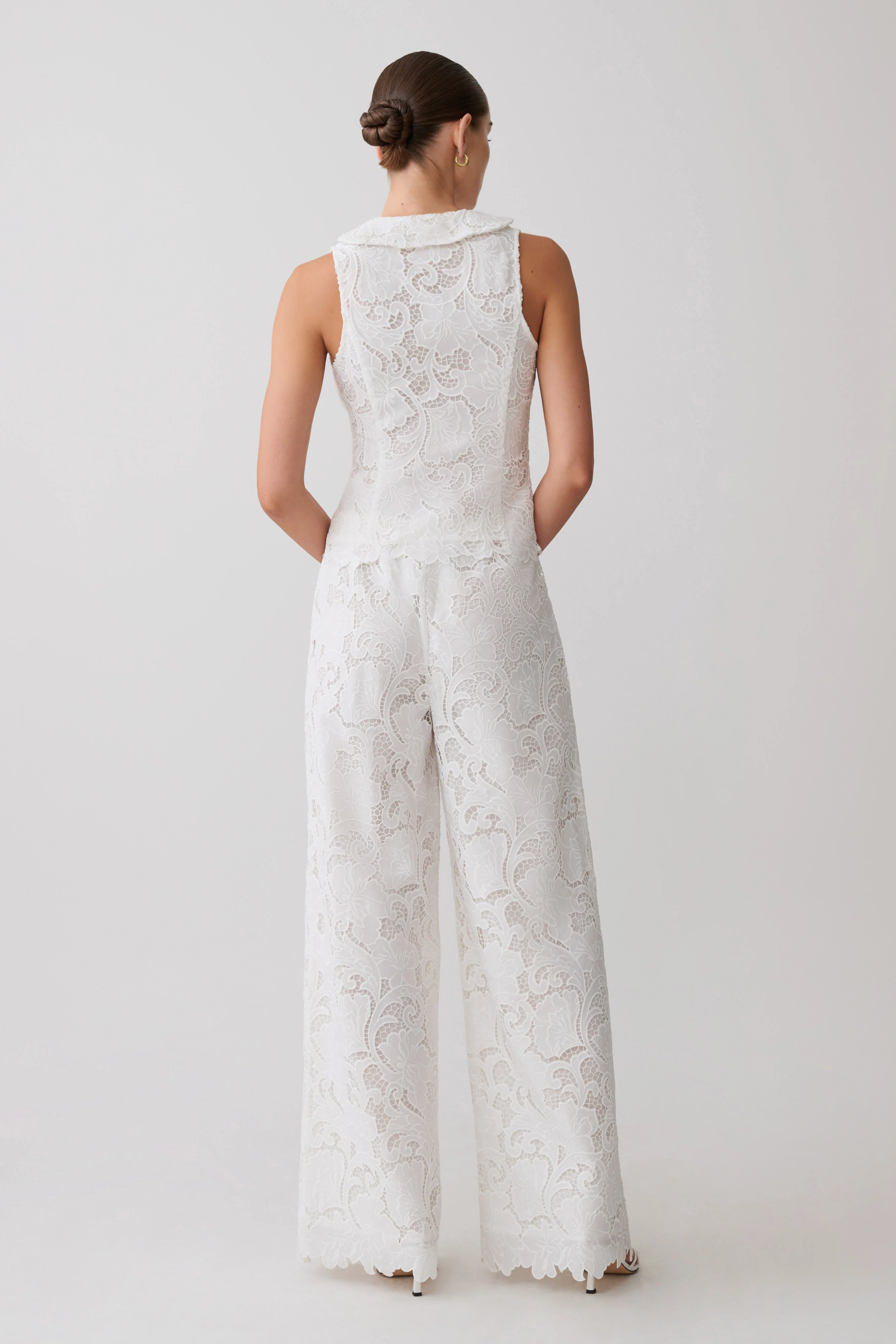 Tessa Broderie Straight Leg Pants - White - Image 2