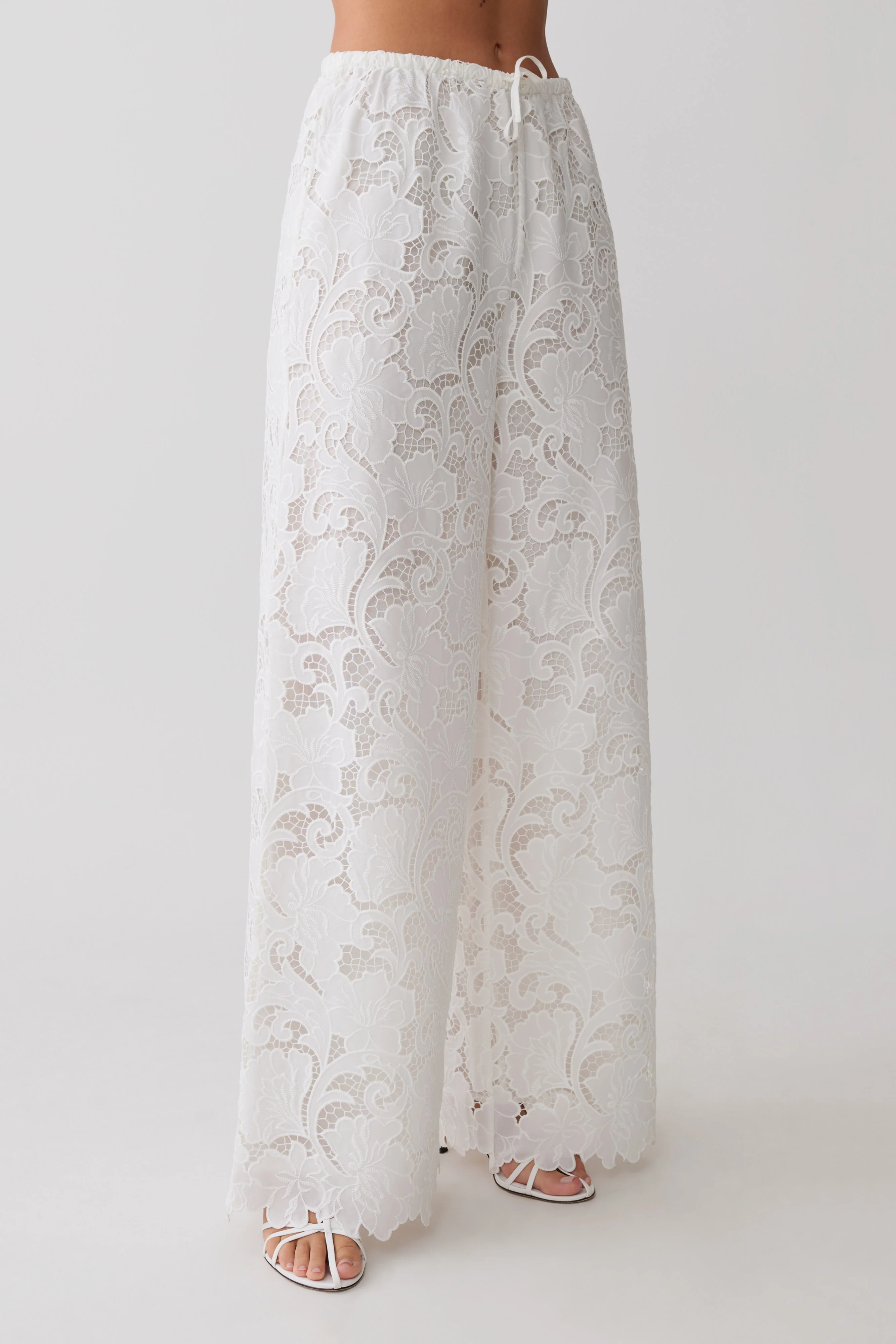 Tessa Broderie Straight Leg Pants - White - Image 5