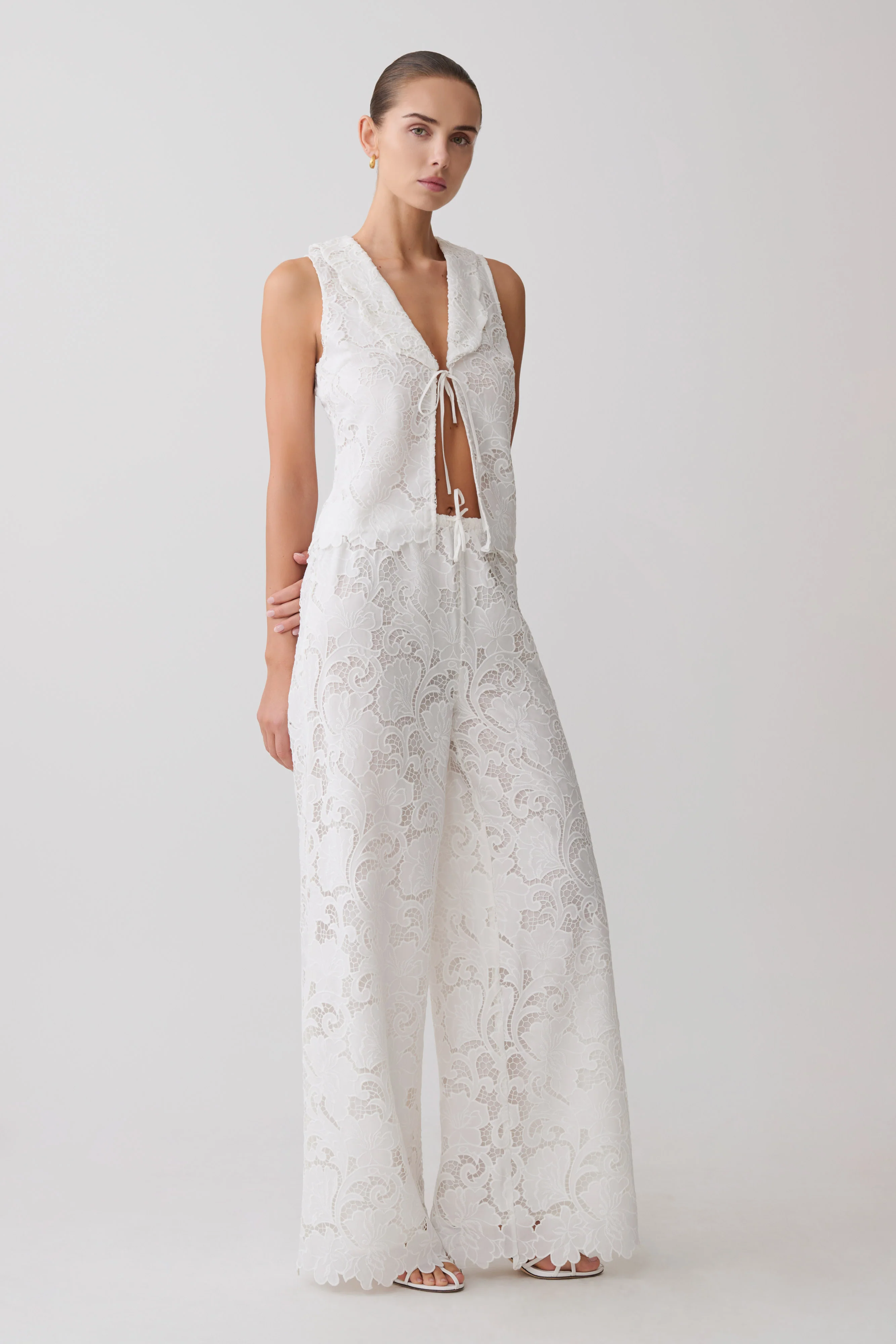Tessa Broderie Straight Leg Pants - White - Image 7
