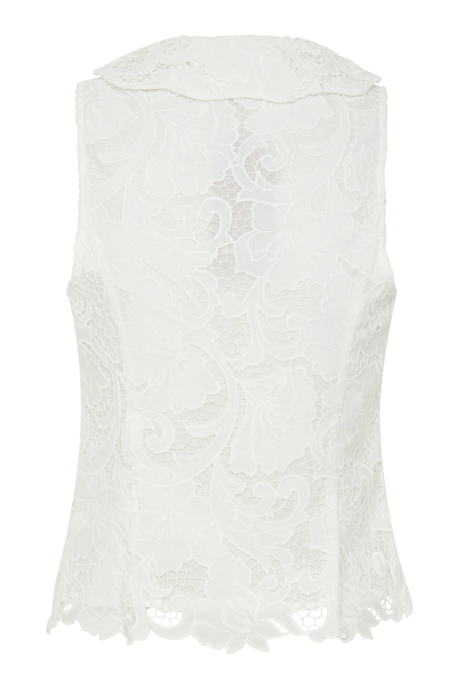 Tessa Broderie Tie Front Sleeveless Top - White - Image 8