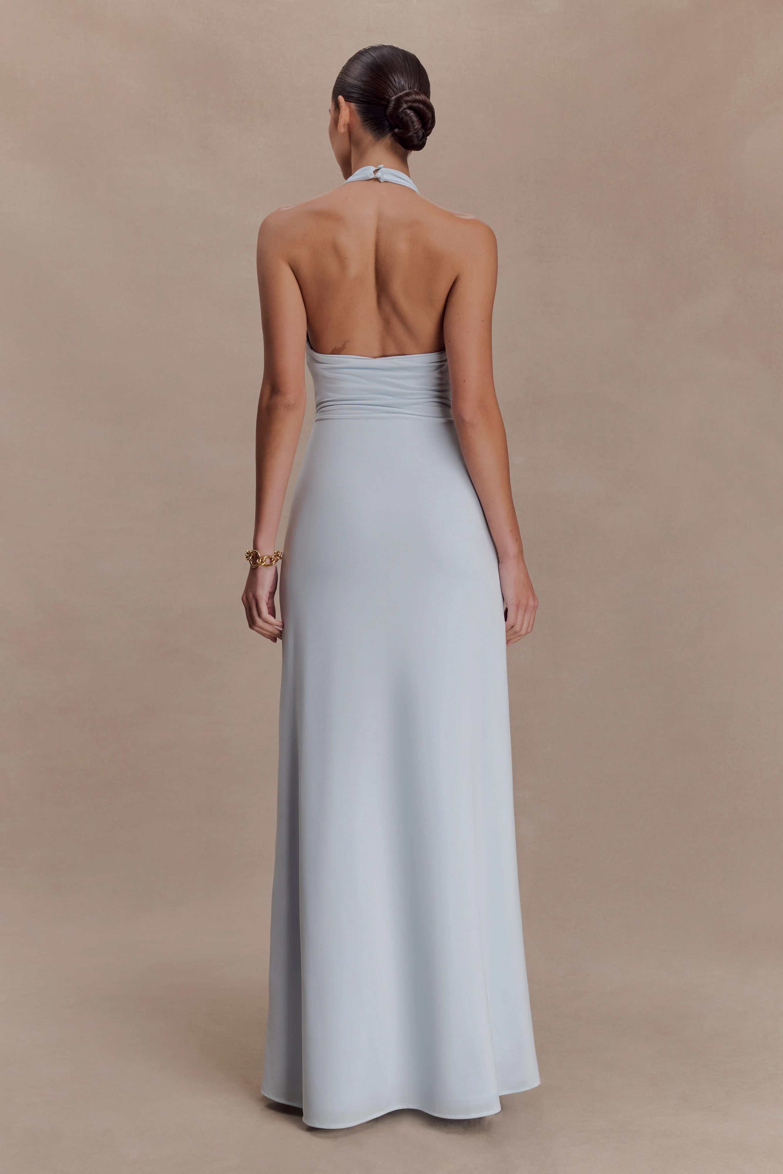 Veda Slinky Halter Maxi Dress - Pale Blue - Image 2