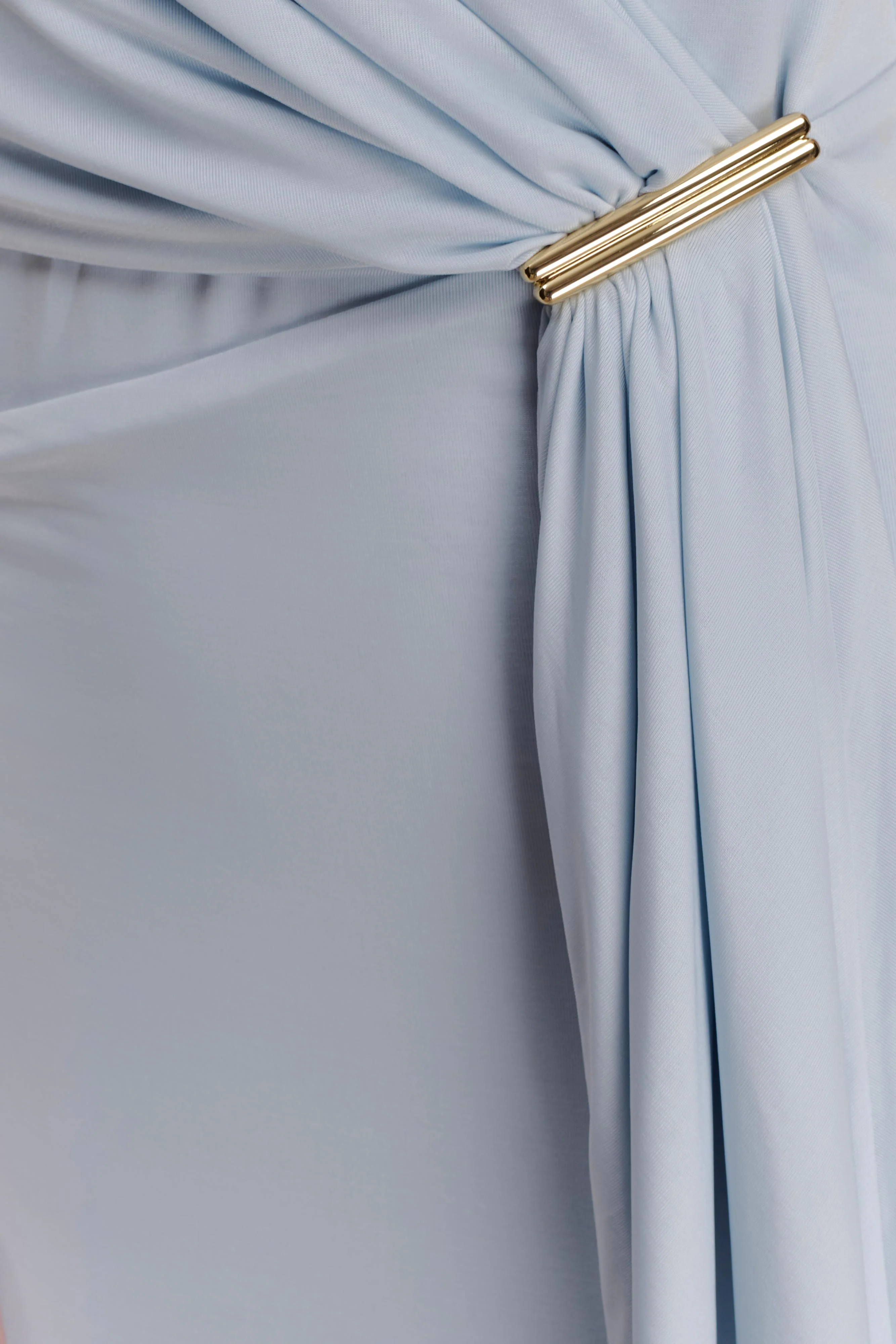 Veda Slinky Halter Maxi Dress - Pale Blue - Image 4