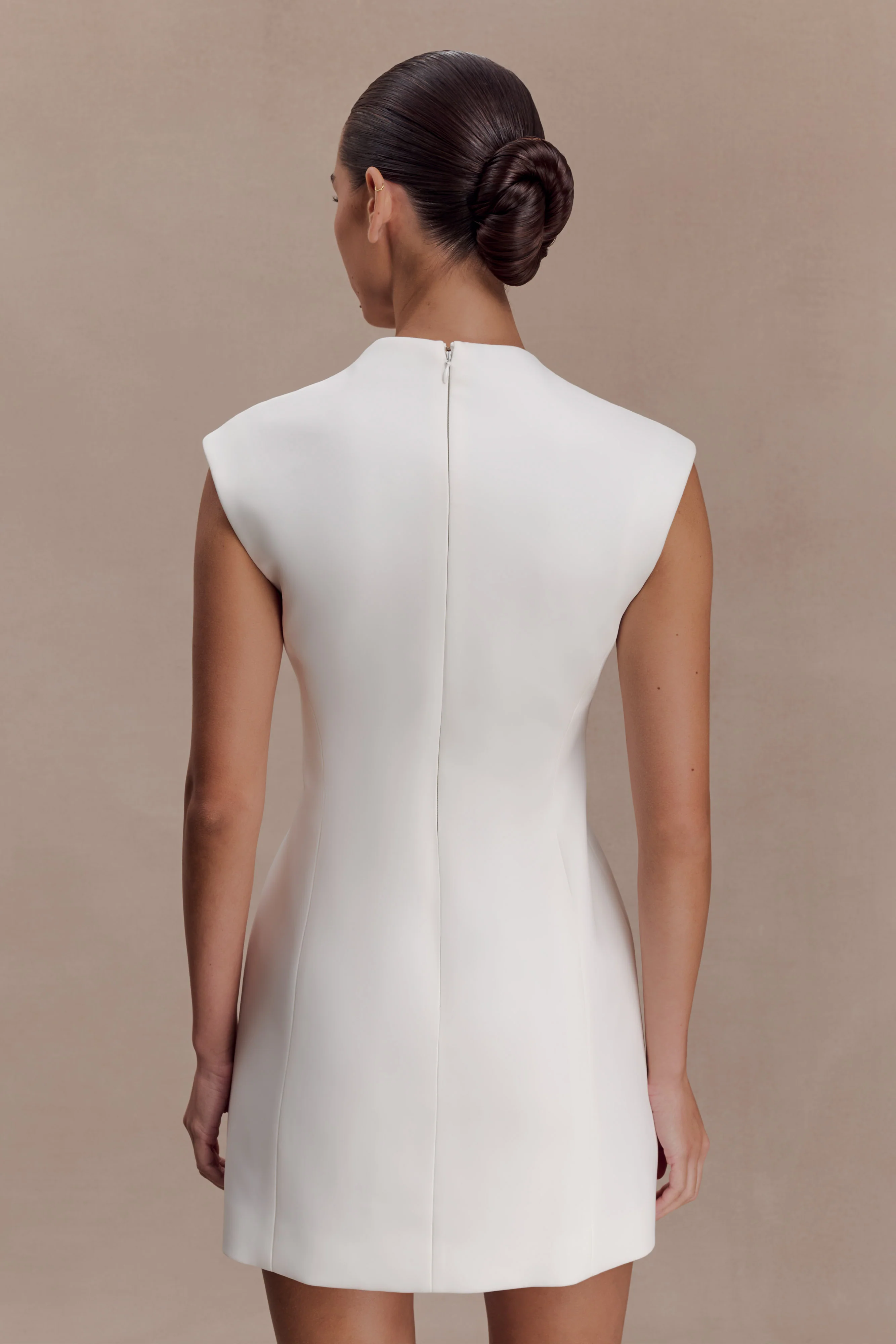 Victoria Cut Out Suiting Mini Dress - Ivory - Image 2