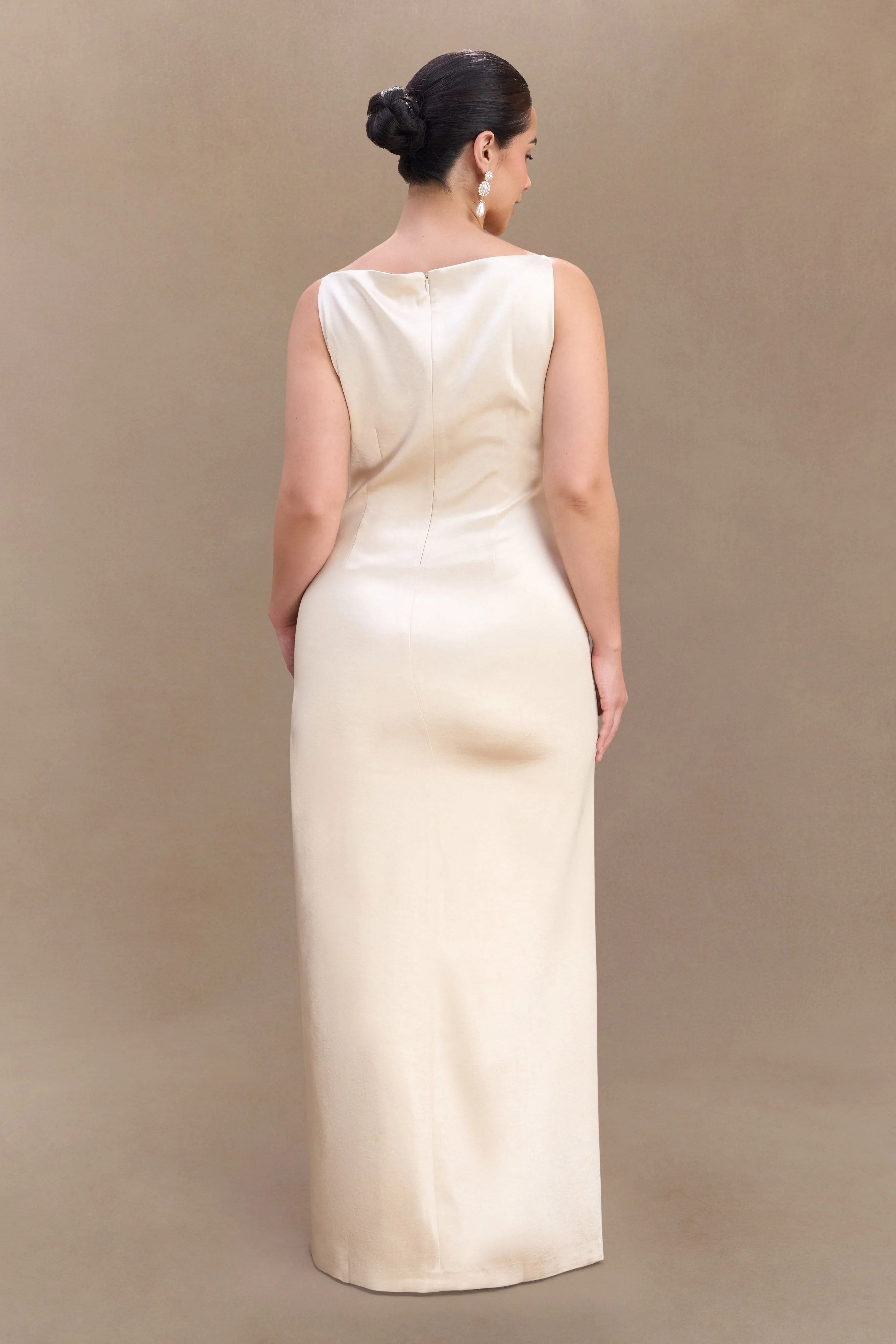 Violet Sleeveless Satin Maxi Dress - Blush Gold - Image 5