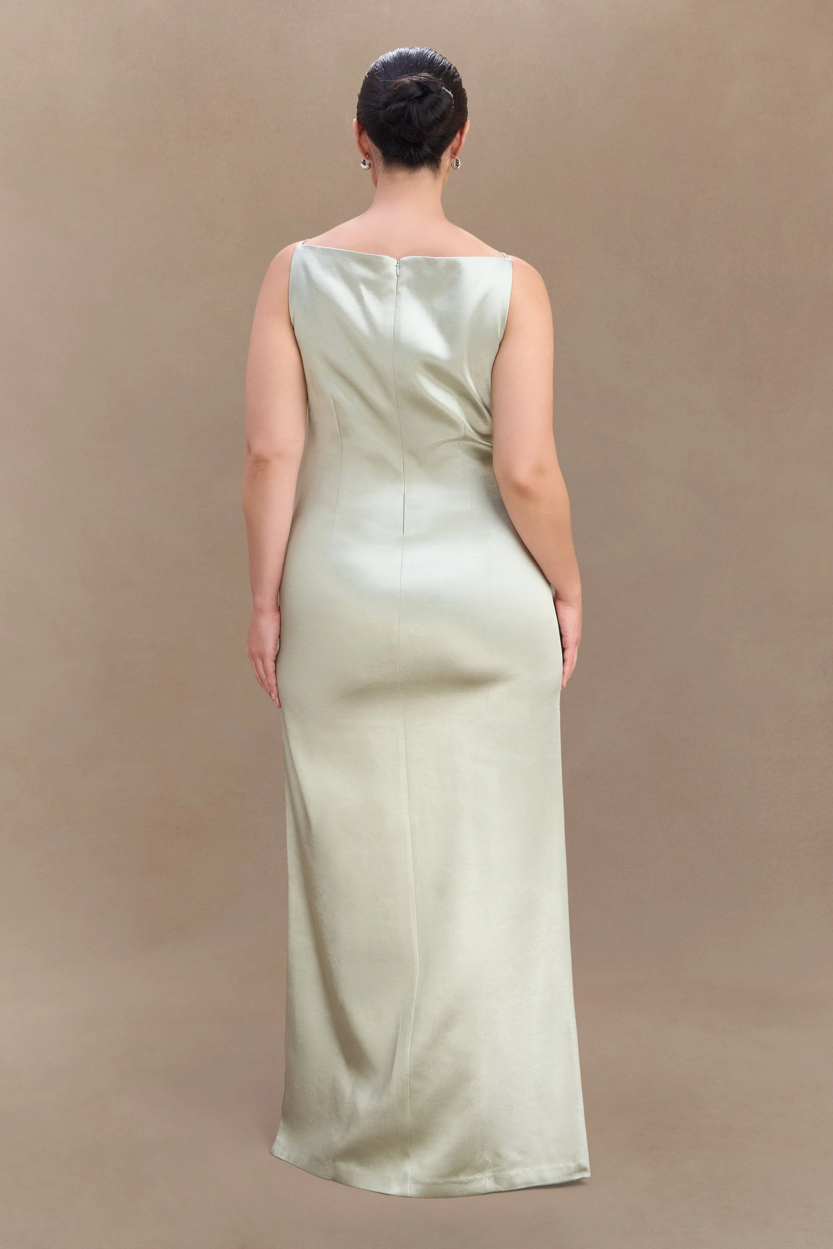 Violet Sleeveless Satin Maxi Dress - Sage - Image 5