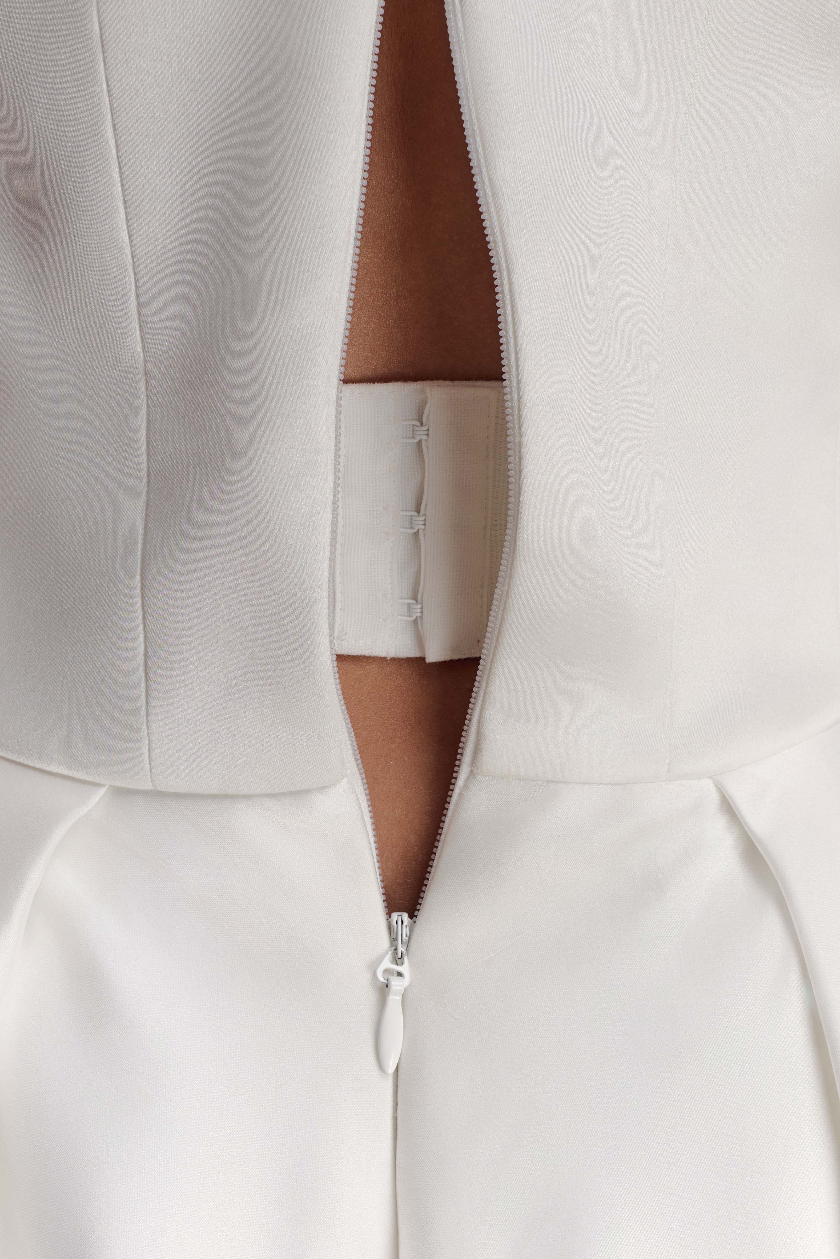 Willow Off Shoulder Satin Maxi Gown - White - Image 10