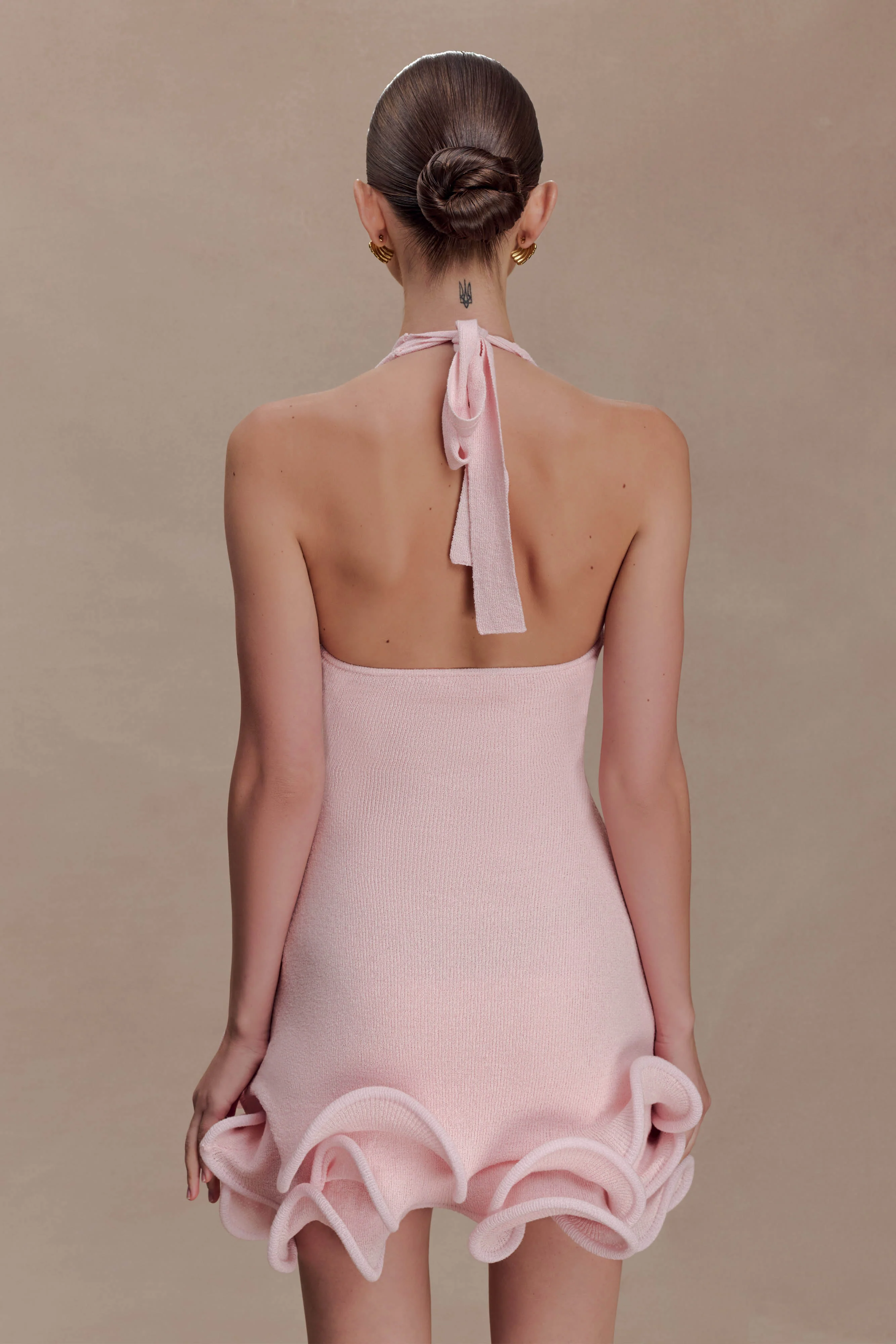 Willowmena Halter Neckline Mini Dress With Tubed Hem - Baby Pink - Image 5